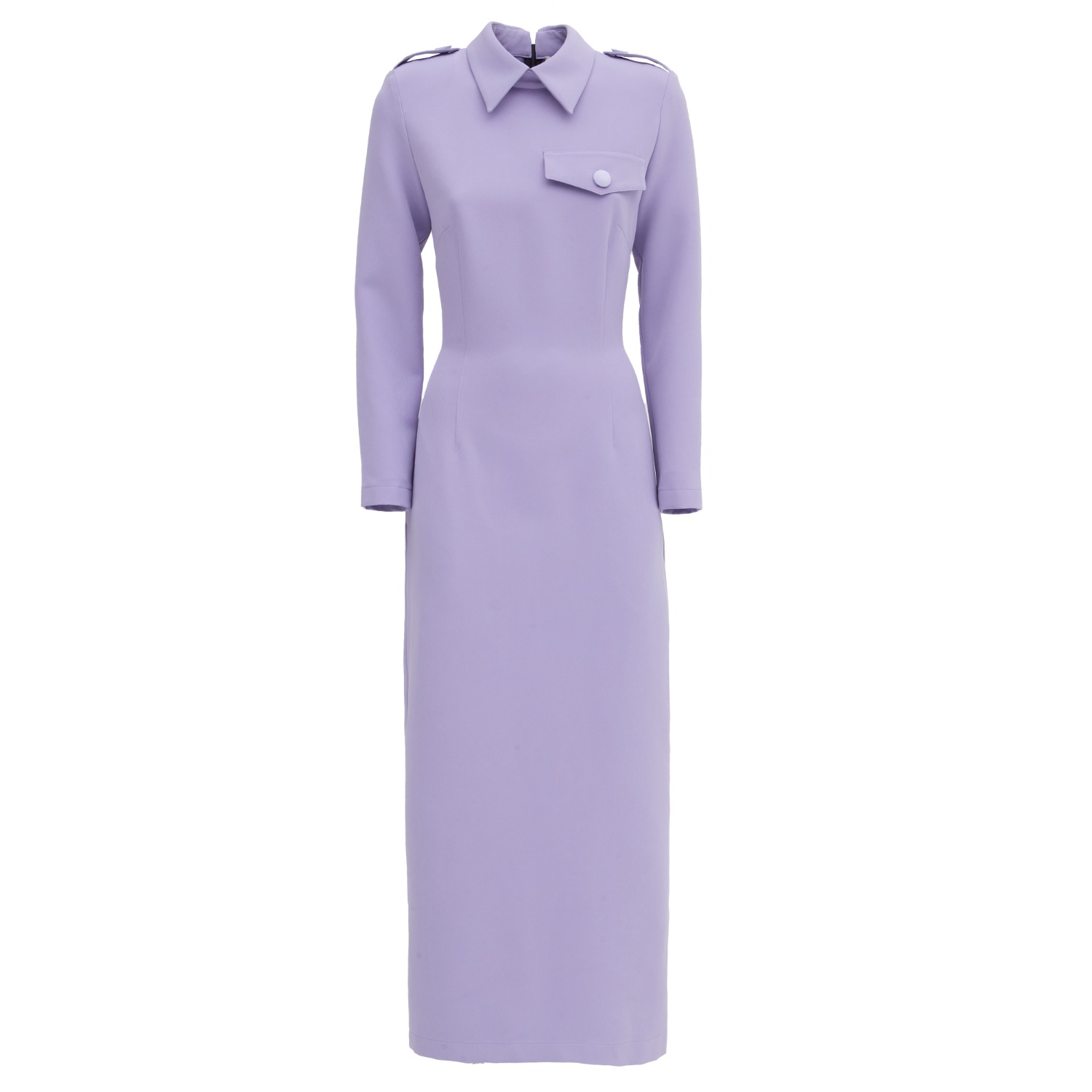 Fitted Long Sleeve Dress With Stand-Up Collar - Lavander by Julia Allert