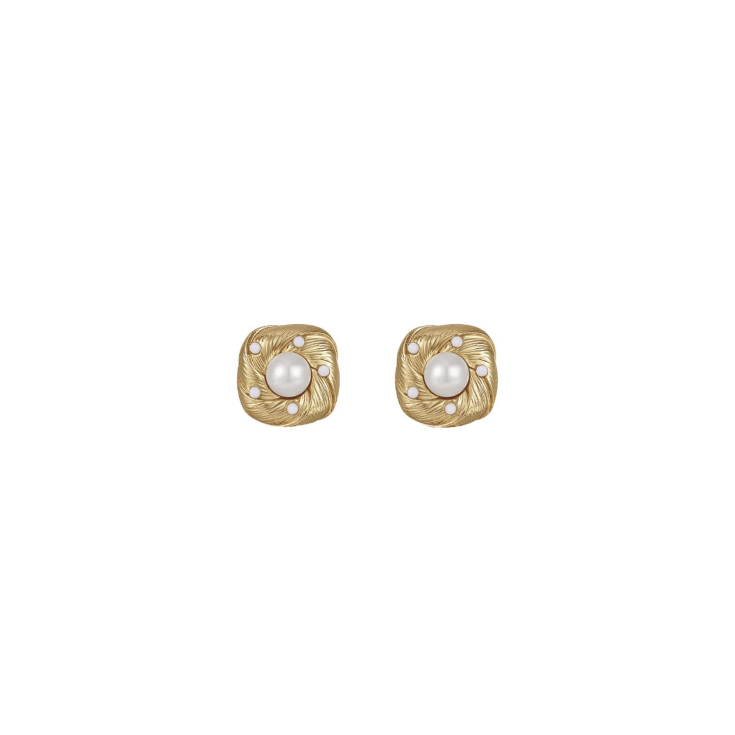 Retro Chic Women's Gold / White Canary Ear Stud In Multi