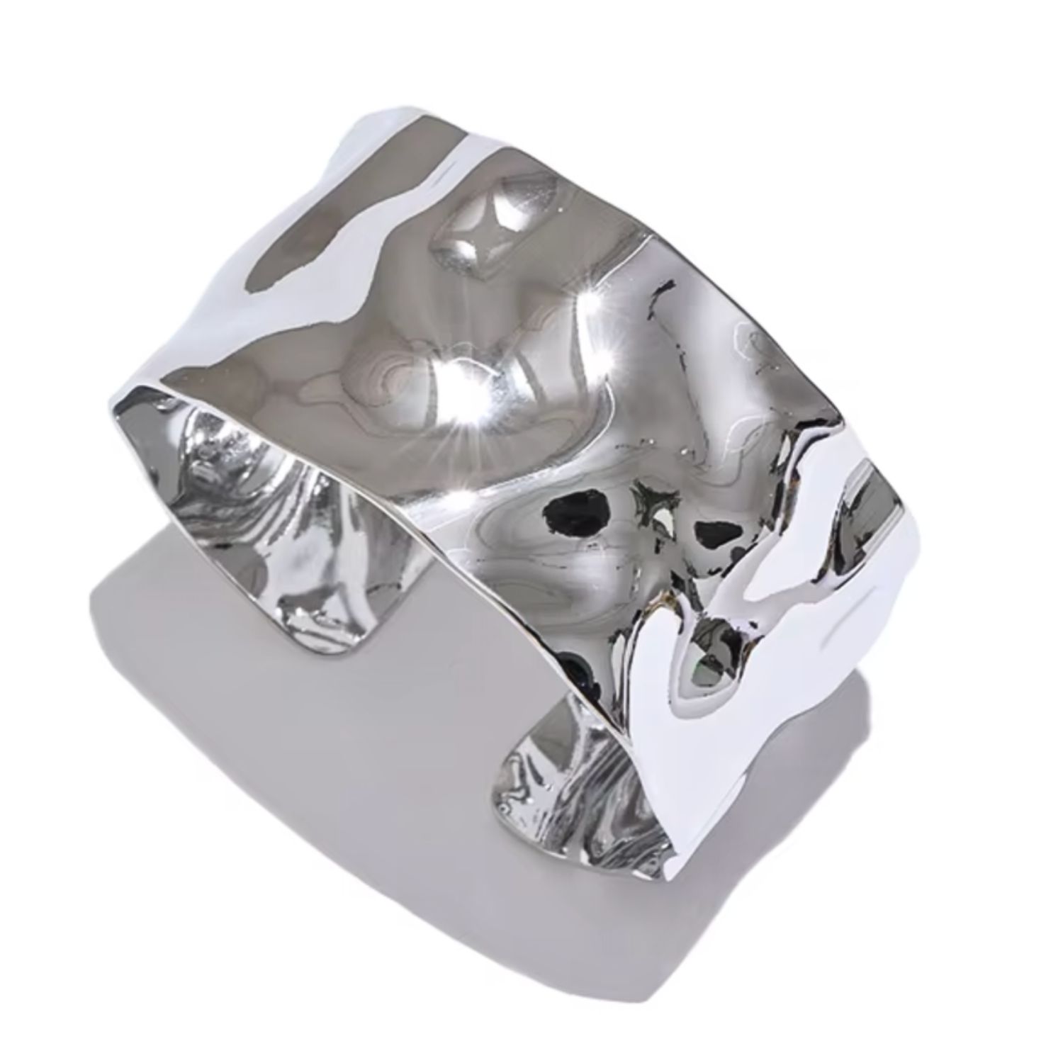 Olivia Le Women's Silver Rhea Hammered Open Cuff Bracelet