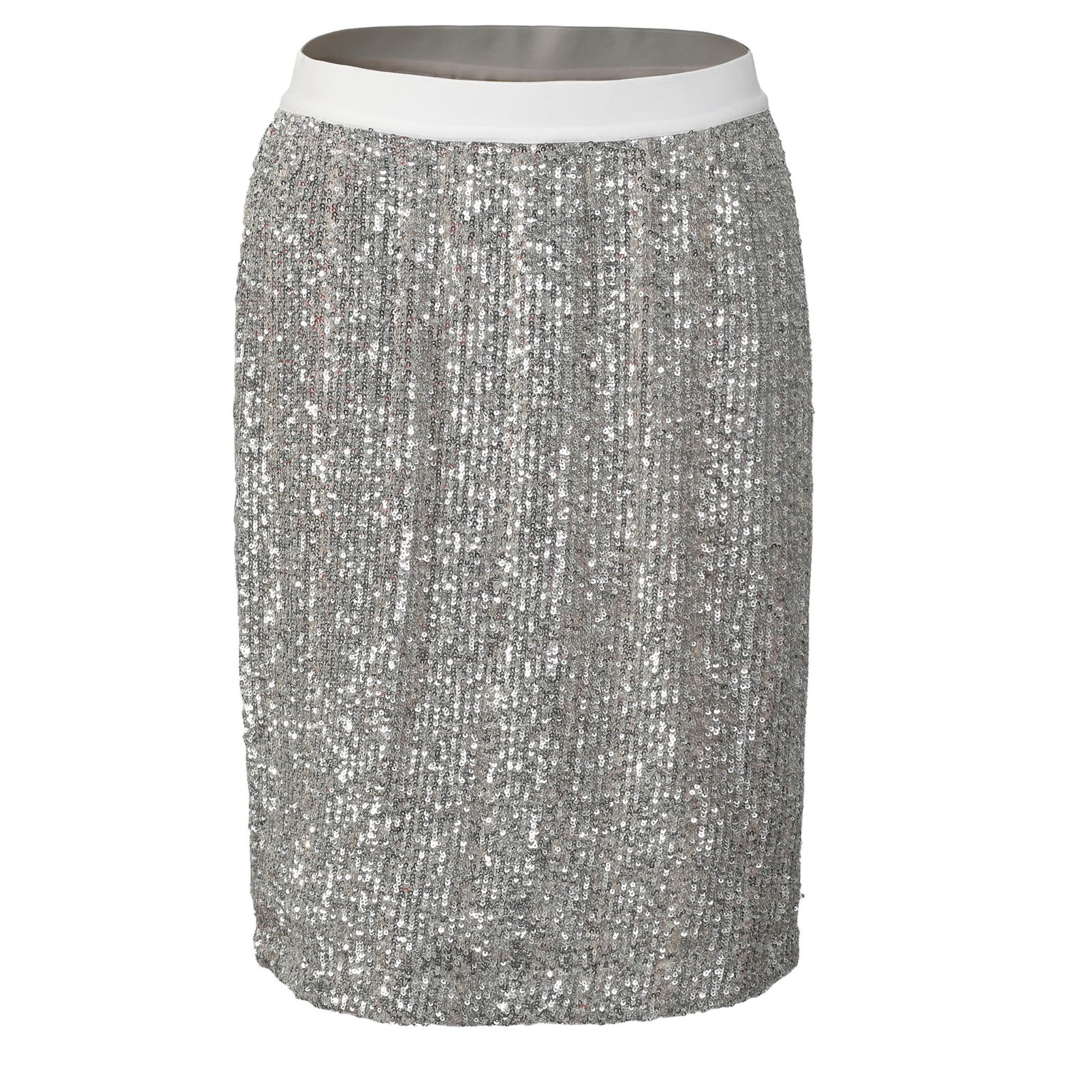 Smart And Joy Women's Glitter Mini Skirt - Silver In Silver