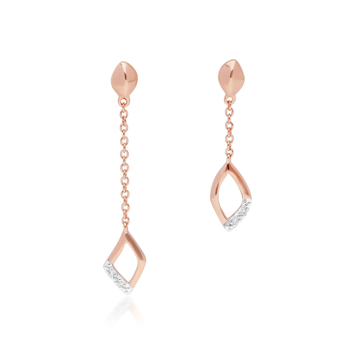 Women’s Asymmetric Diamond Pave Dangle Earrings In Rose Gold Gemondo