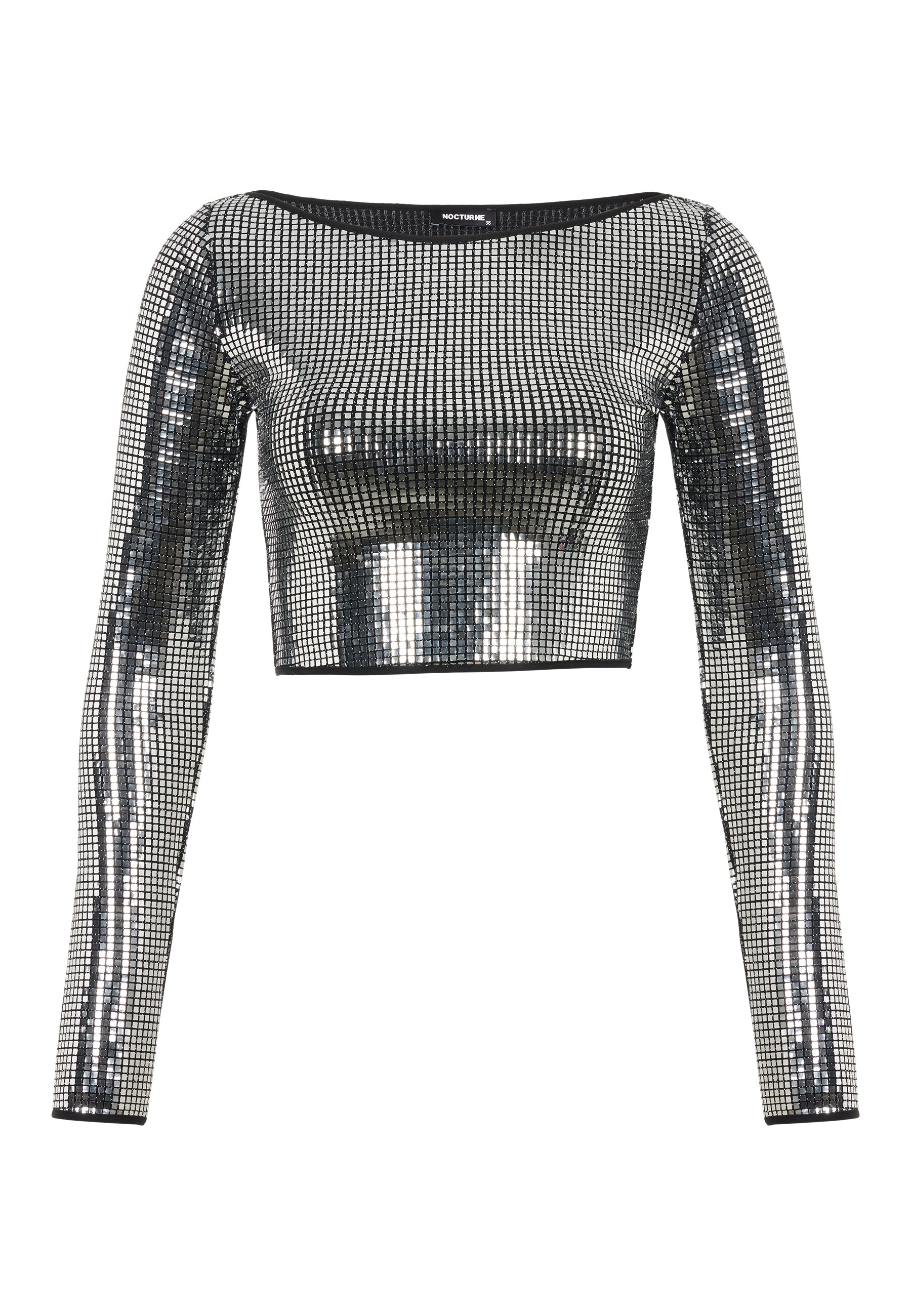 Women’s Silver Metallic Jersey Top Large Nocturne