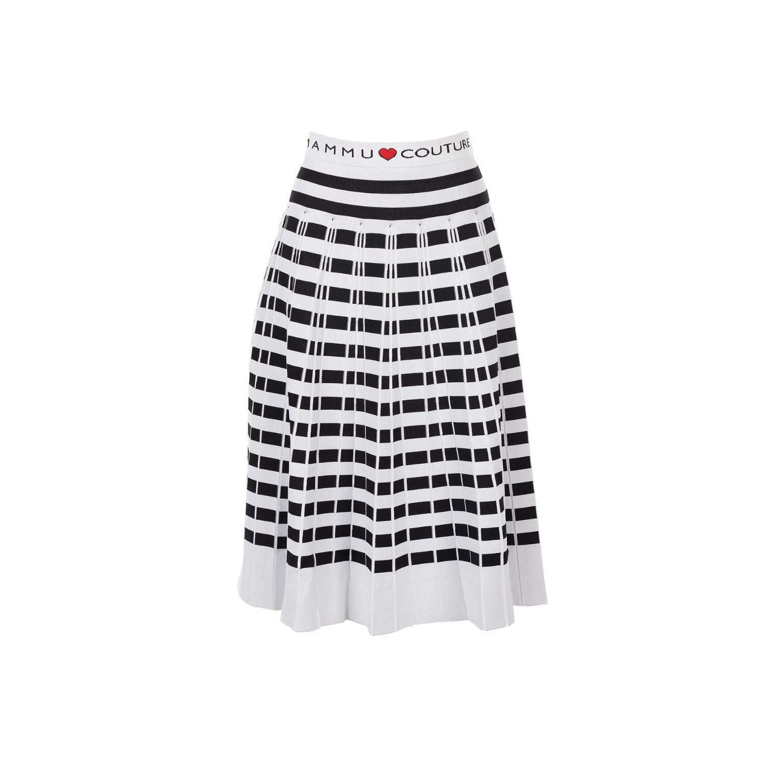 Mammu Couture Women's Striped Pleated Midi Skirt Capri In Black/white