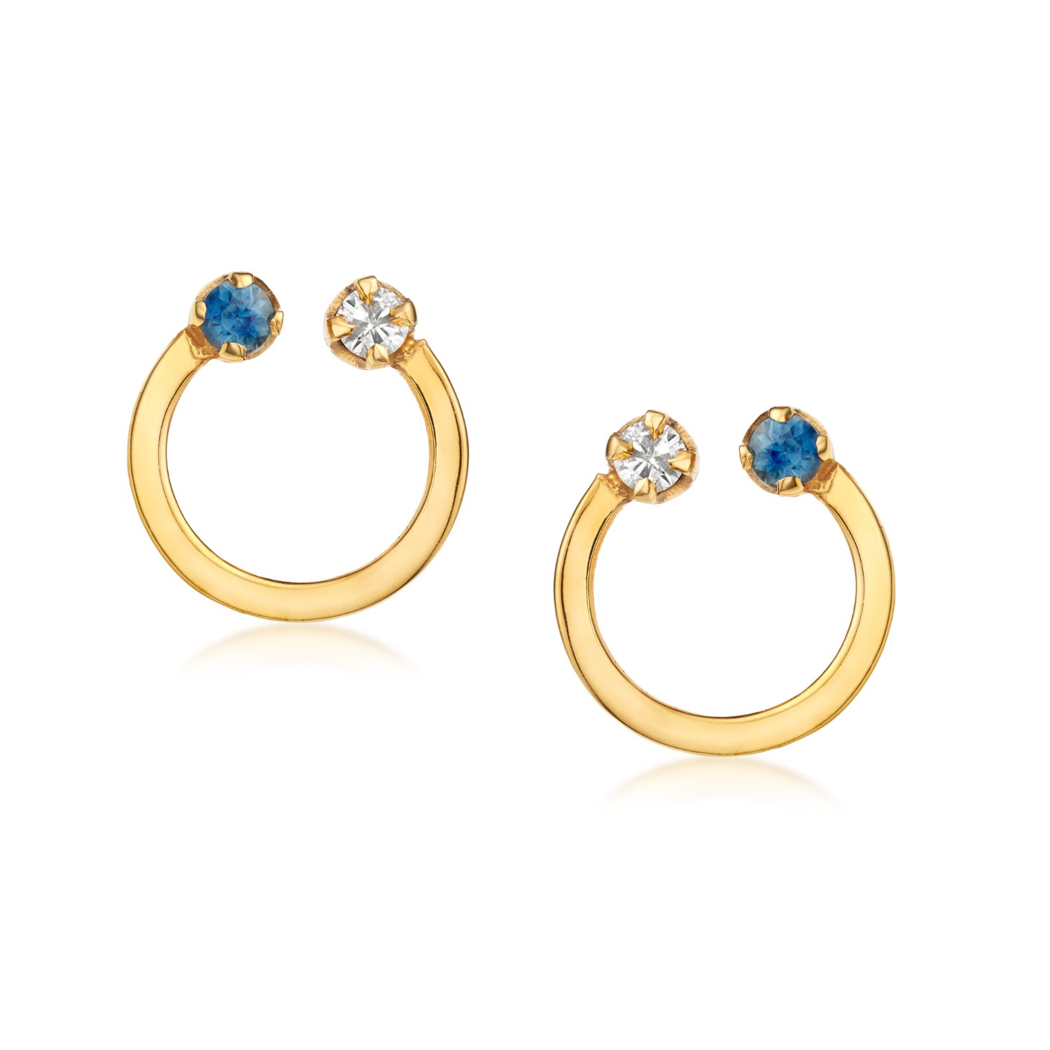 Women’s Gold / Blue Diamond & Tanzanite Flat Hoop Preeti Sandhu