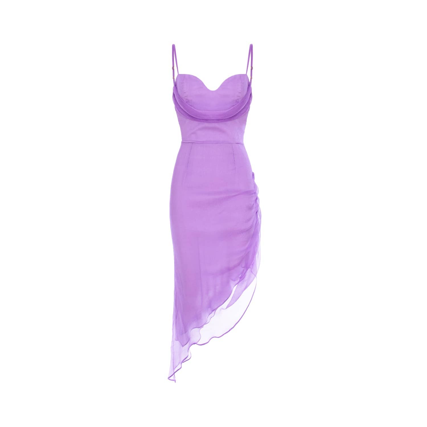 lilac asymmetrical dress Lilac Mock-Neck Cold Shoulder Asymmetrical Dress