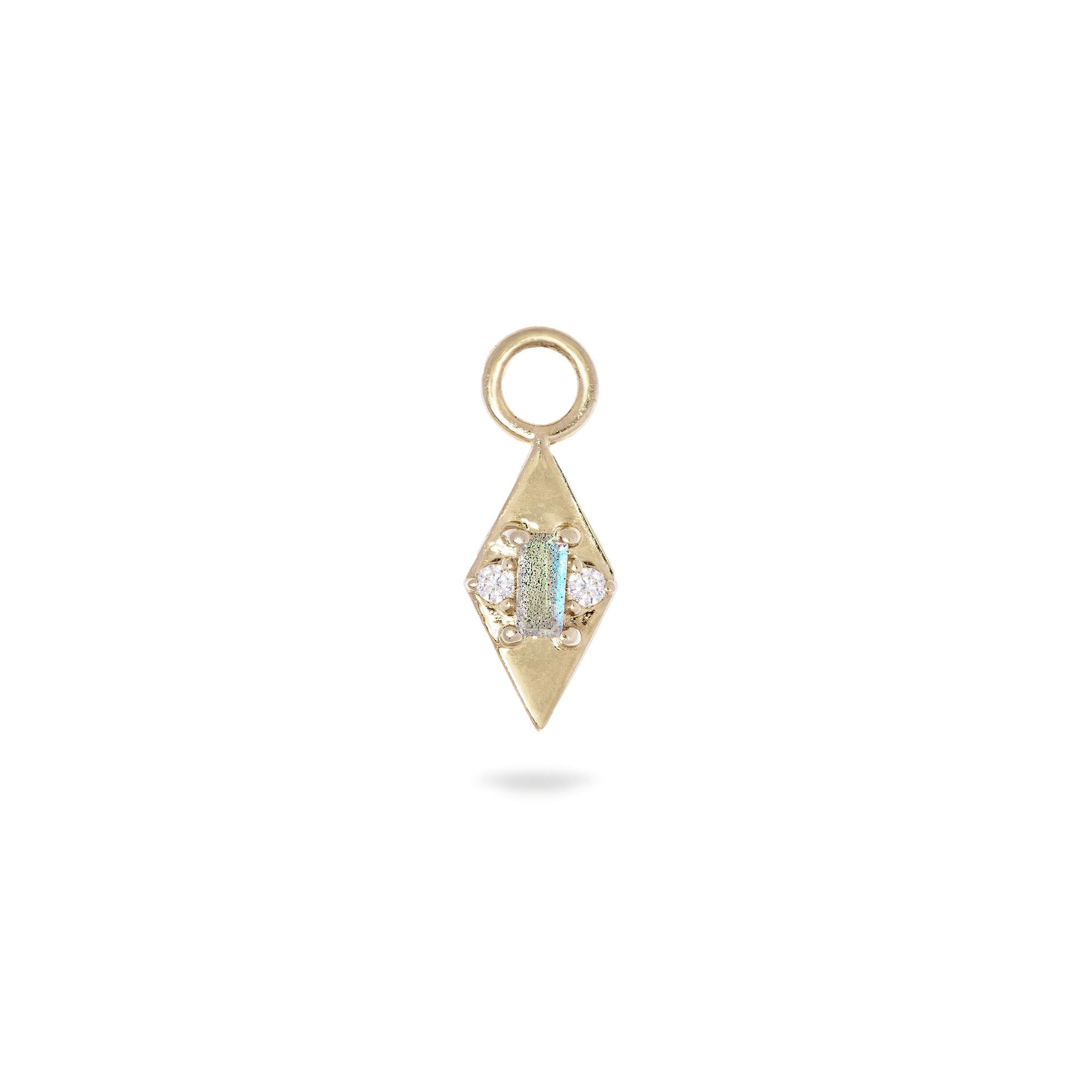 Zohreh Women's Labradorite & Diamond Earring Charm 9k Gold In Gold