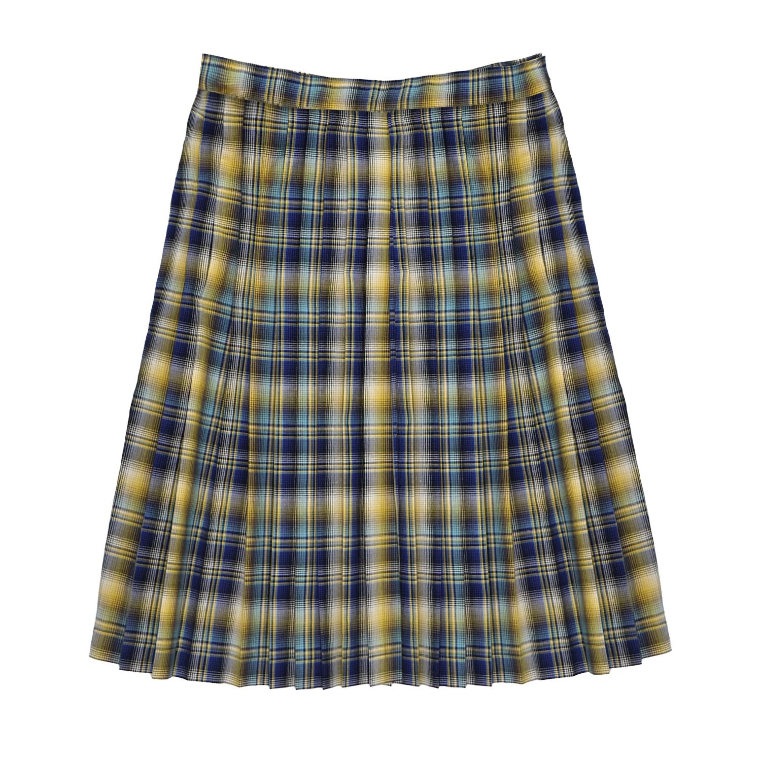 28natelier Women's Blue Plaid Pleated Skirt