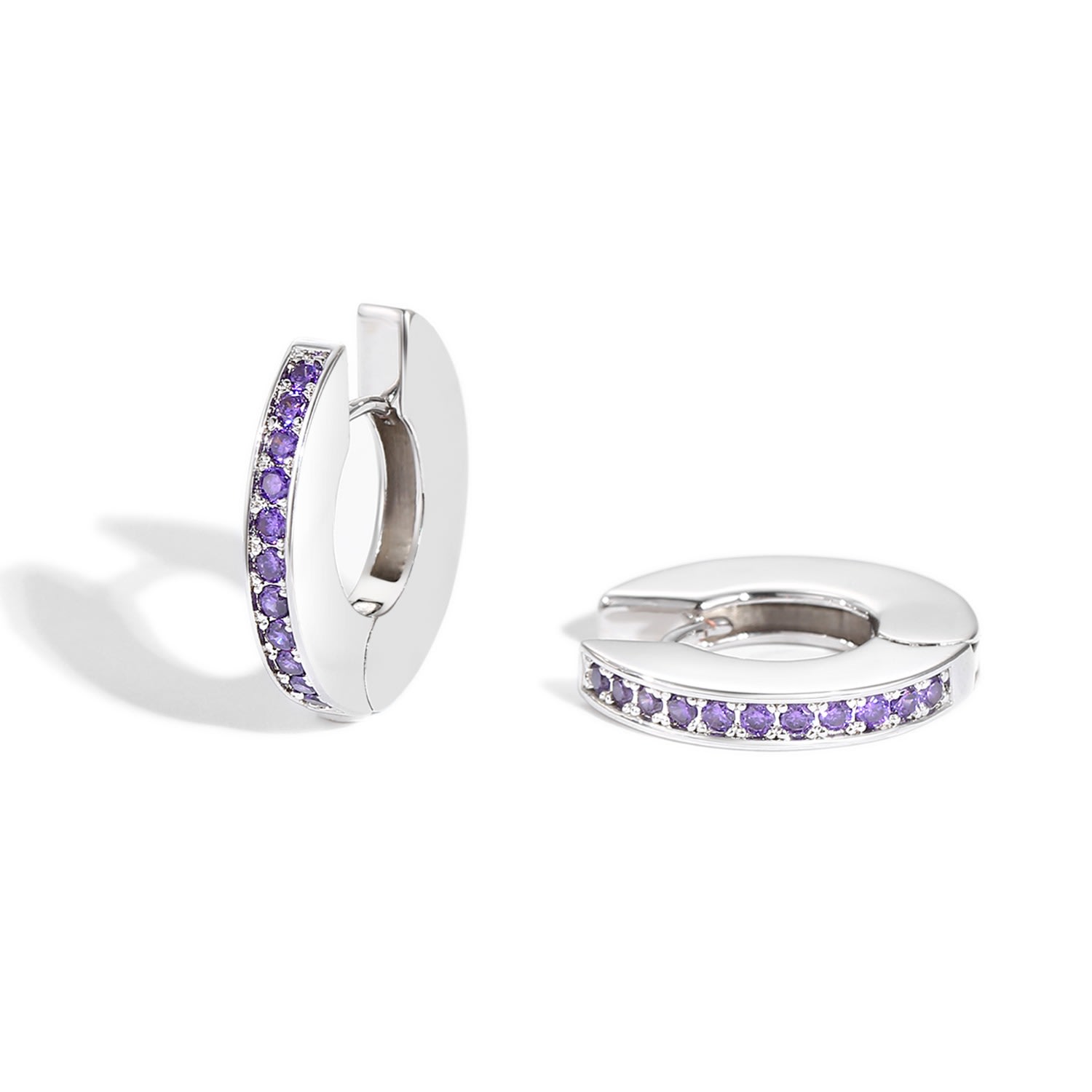 Women’s Pink / Purple / Silver Adara Purple Cubic Zirconia Hoop Earrings Classicharms