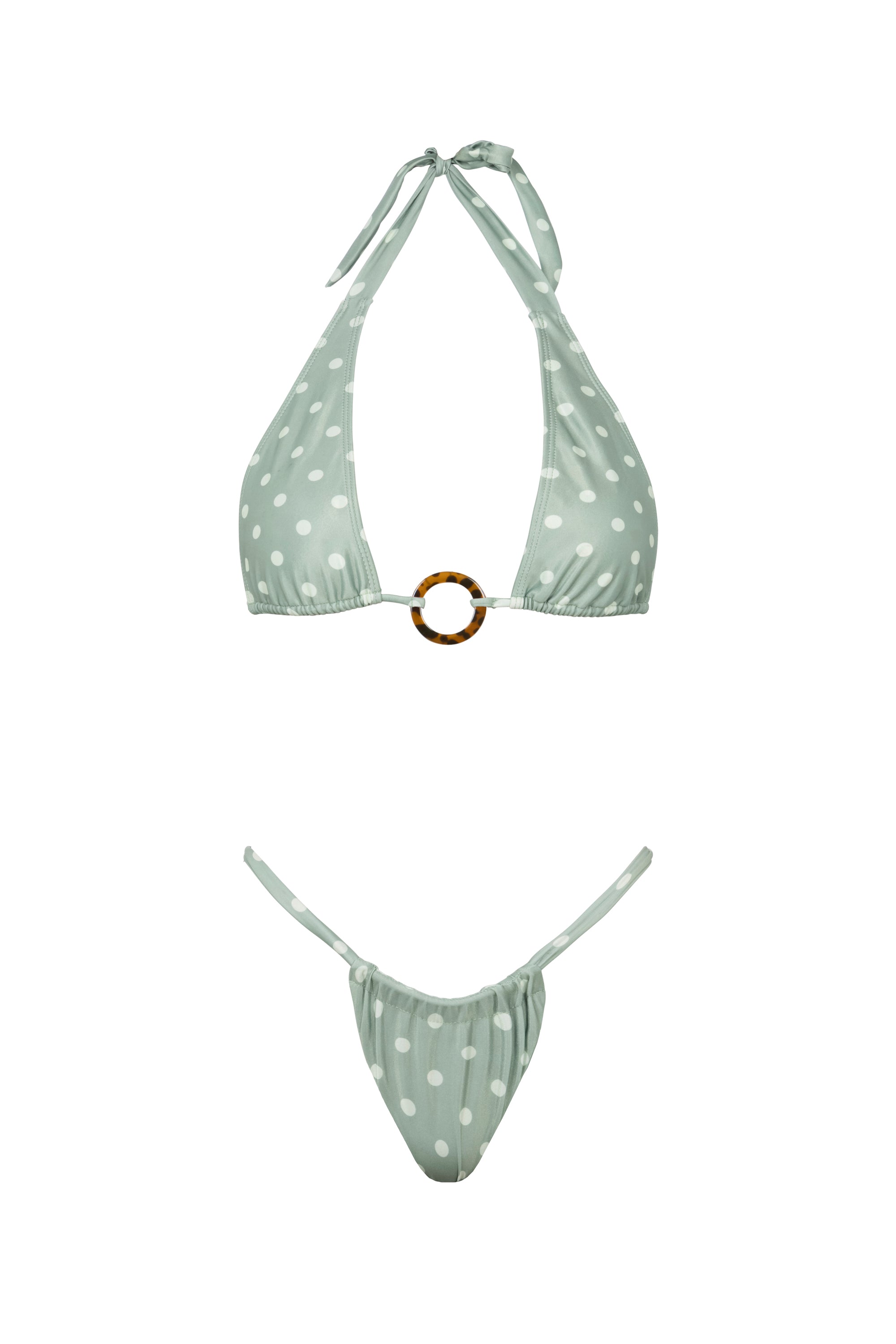 Women’s Cindy Bikini Top In Green Polka Dot Large Viki Swim