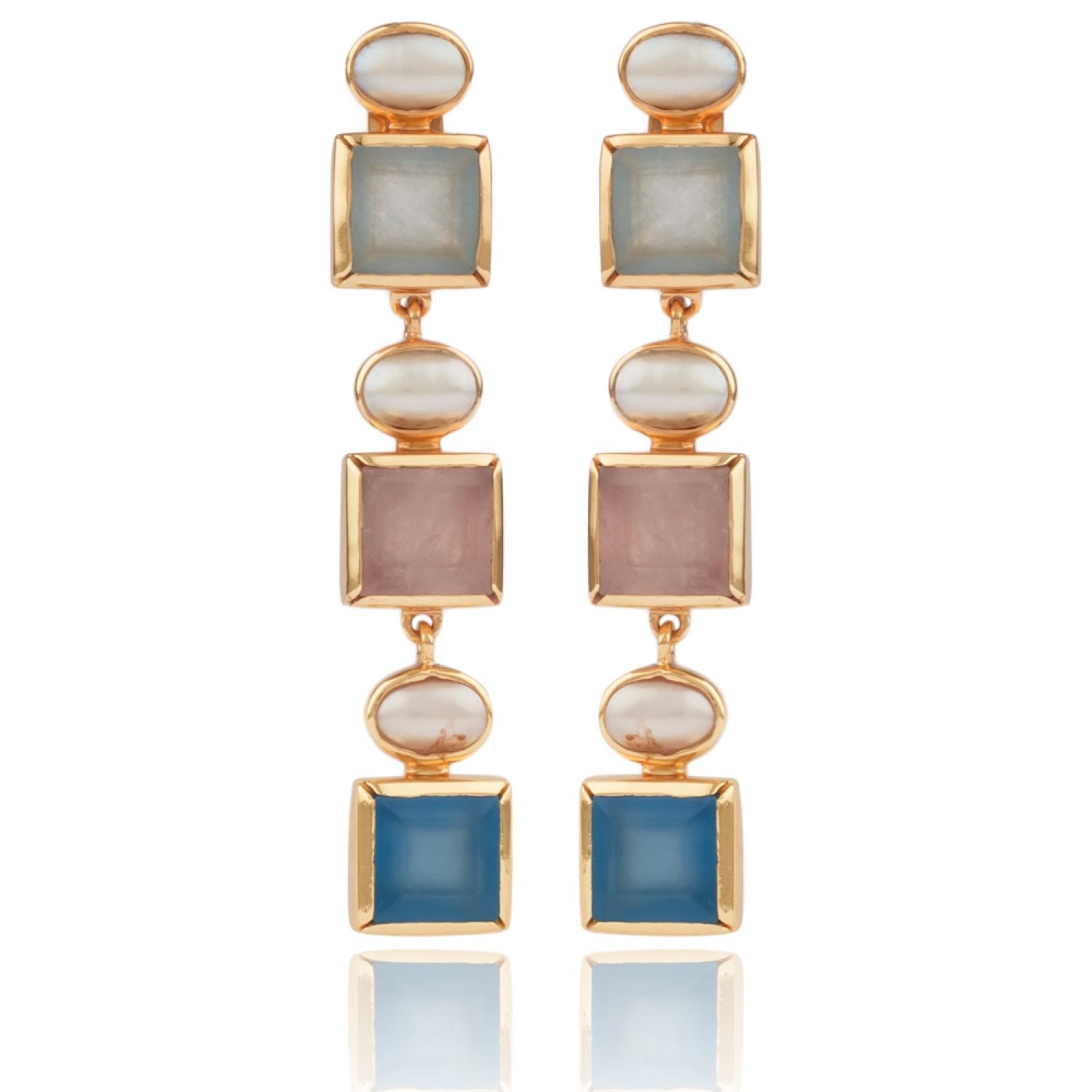 House Of Elliott Women's Mirelle Drop Earrings With Semi-precious Stones And Pearls In Multi