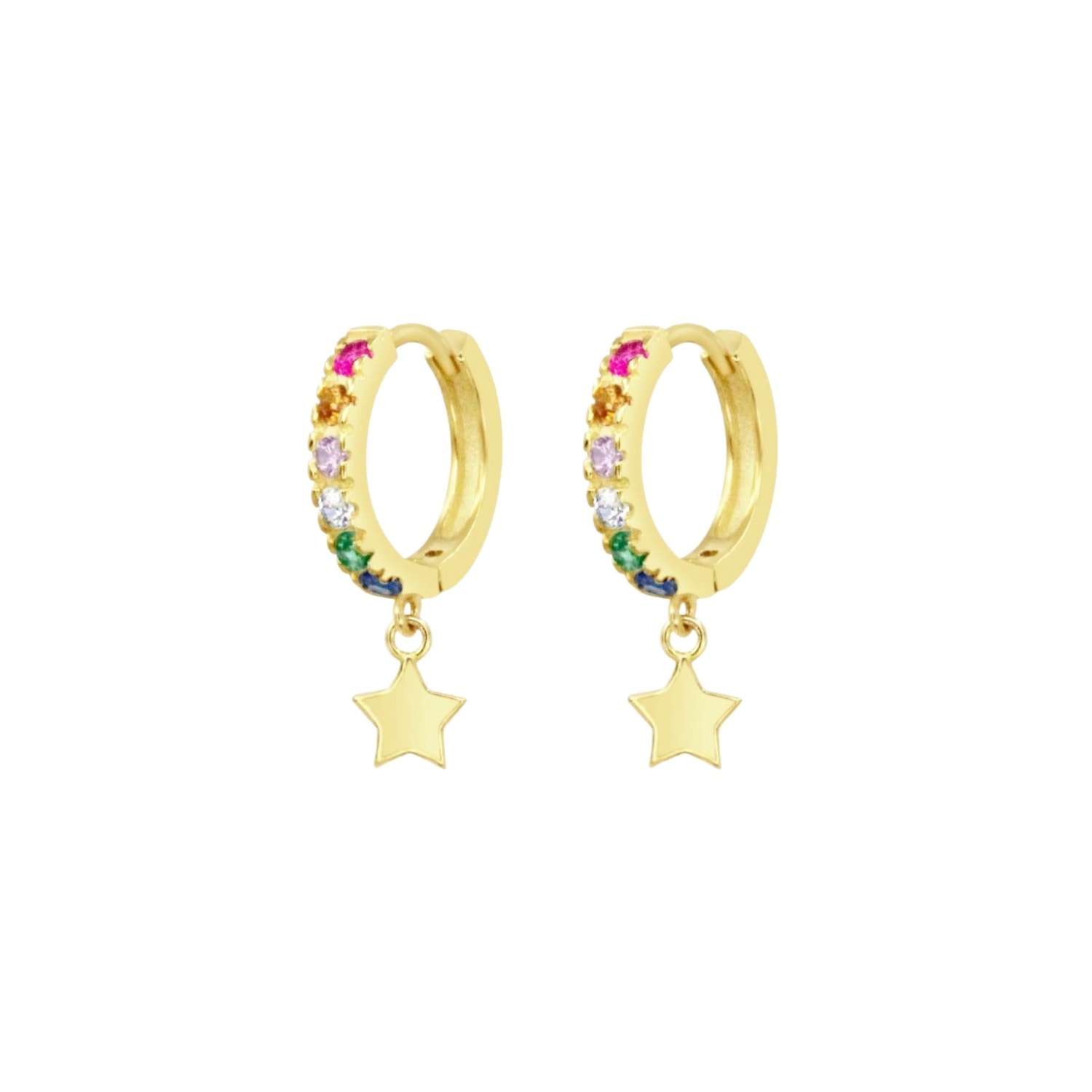 Women’s Gold Starburst Huggie Hoop Earrings Lucky Eleven