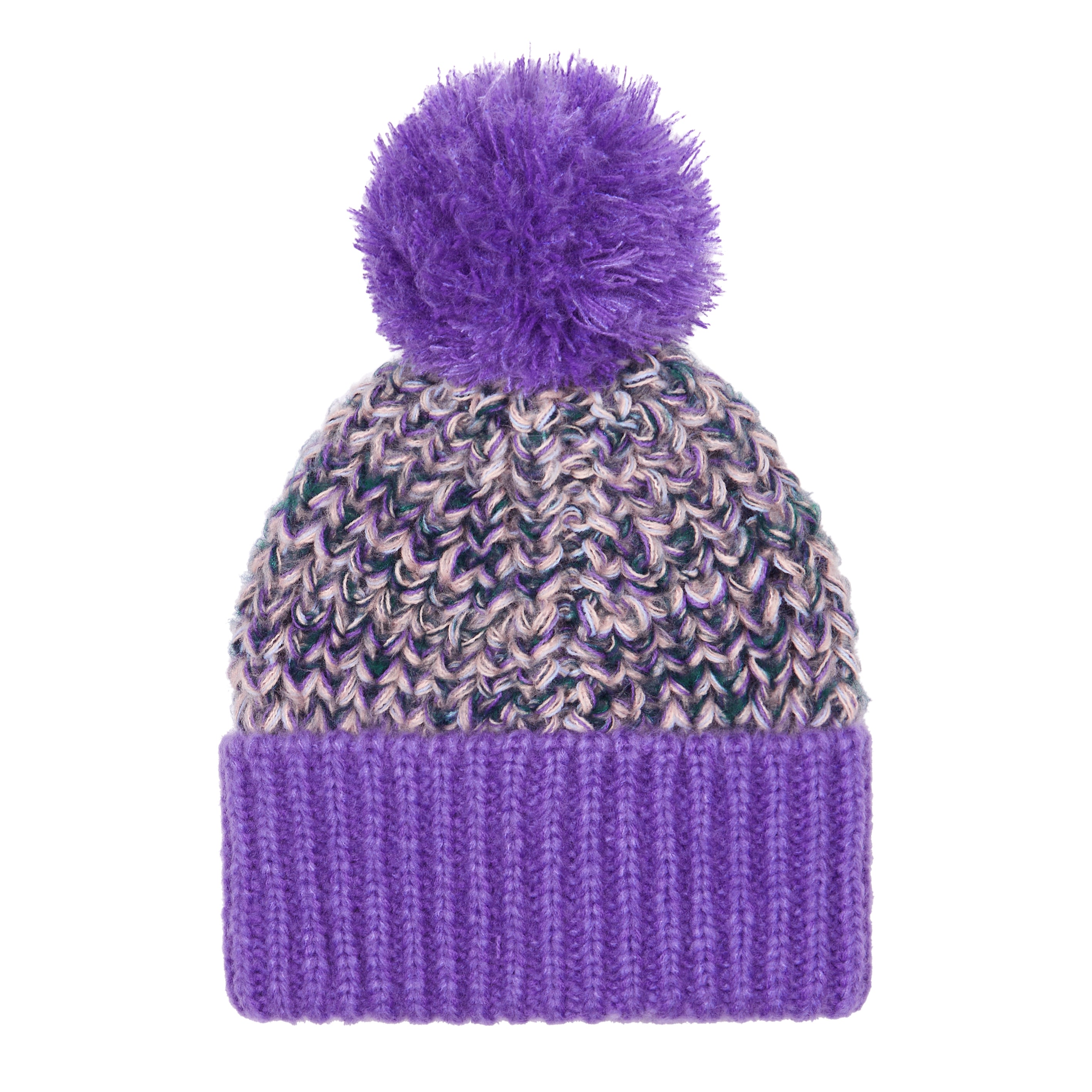 Cara & The Sky Men's Pink / Purple Lolly Twist Beanie Bobble Hat - Purple In Pink/purple