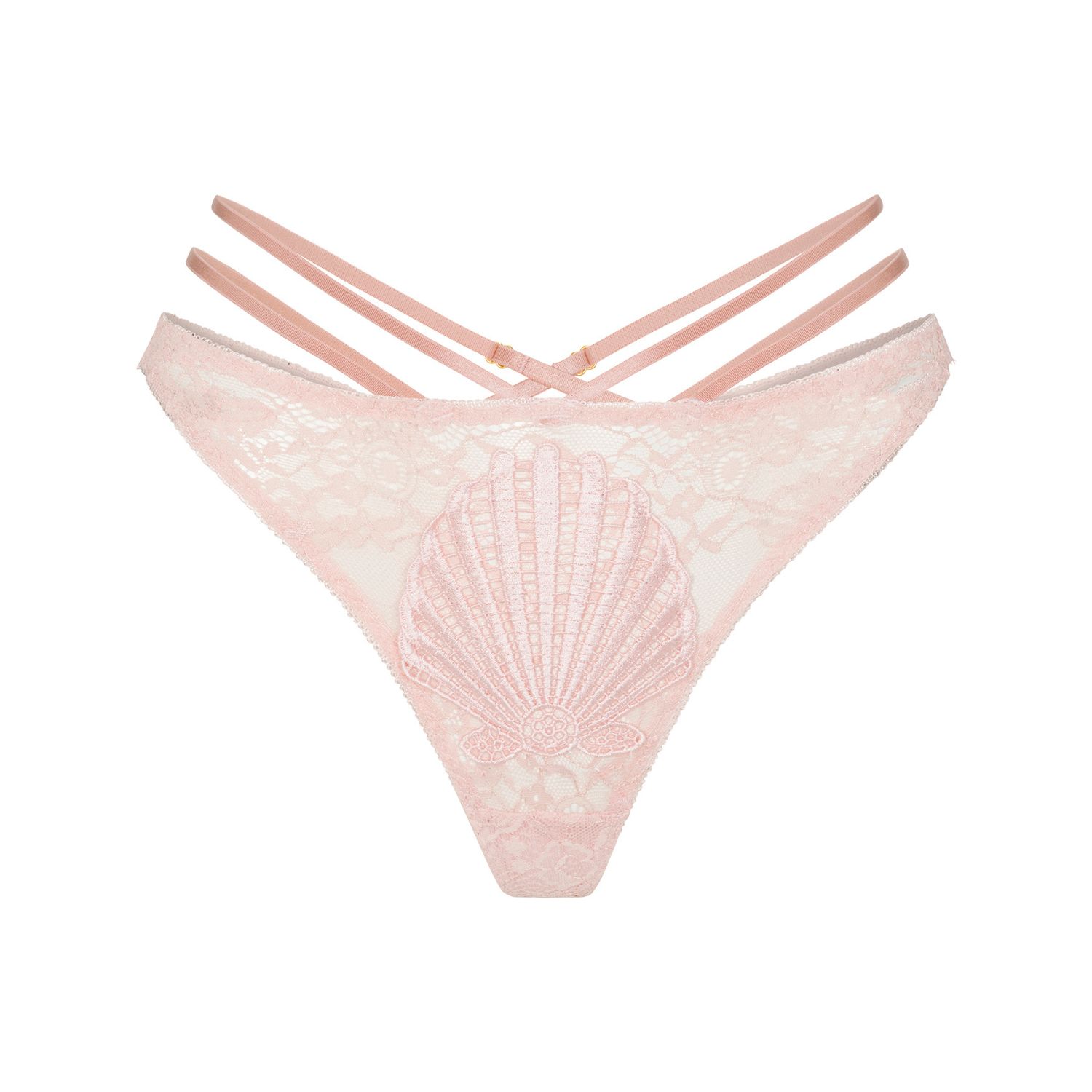 Empress Mimi Women's Venus Pink Lace Ouvert Panty With Shell Detail