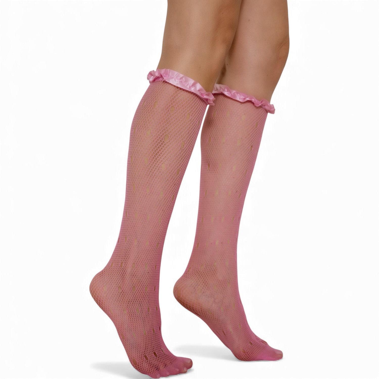 High Heel Jungle By Kathryn Eisman Women's Mimi Lace Frill Edge Socks Pink