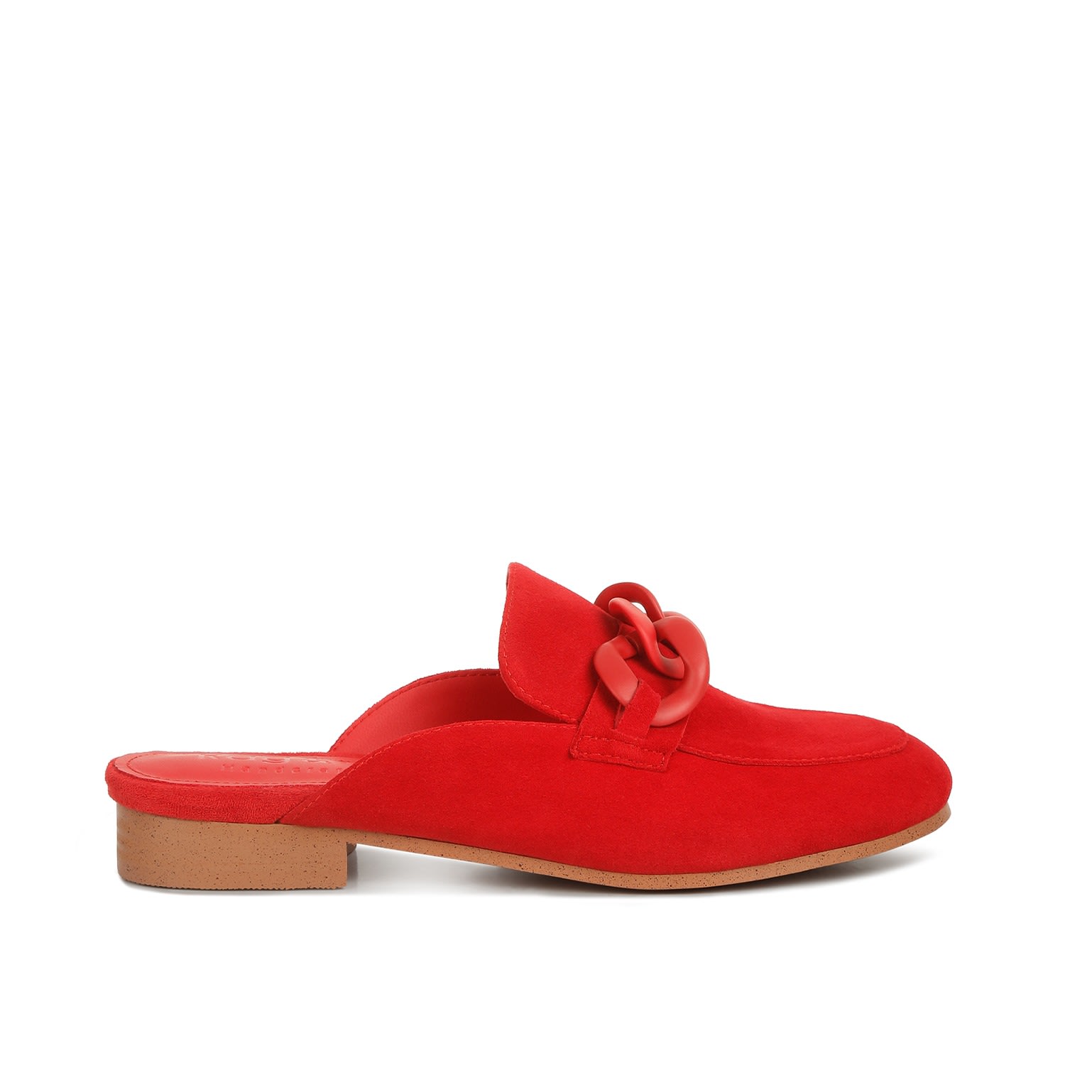 Women’s Krizia Chunky Chain Suede Slip On Loafers In Red 3 Uk Rag & Co.