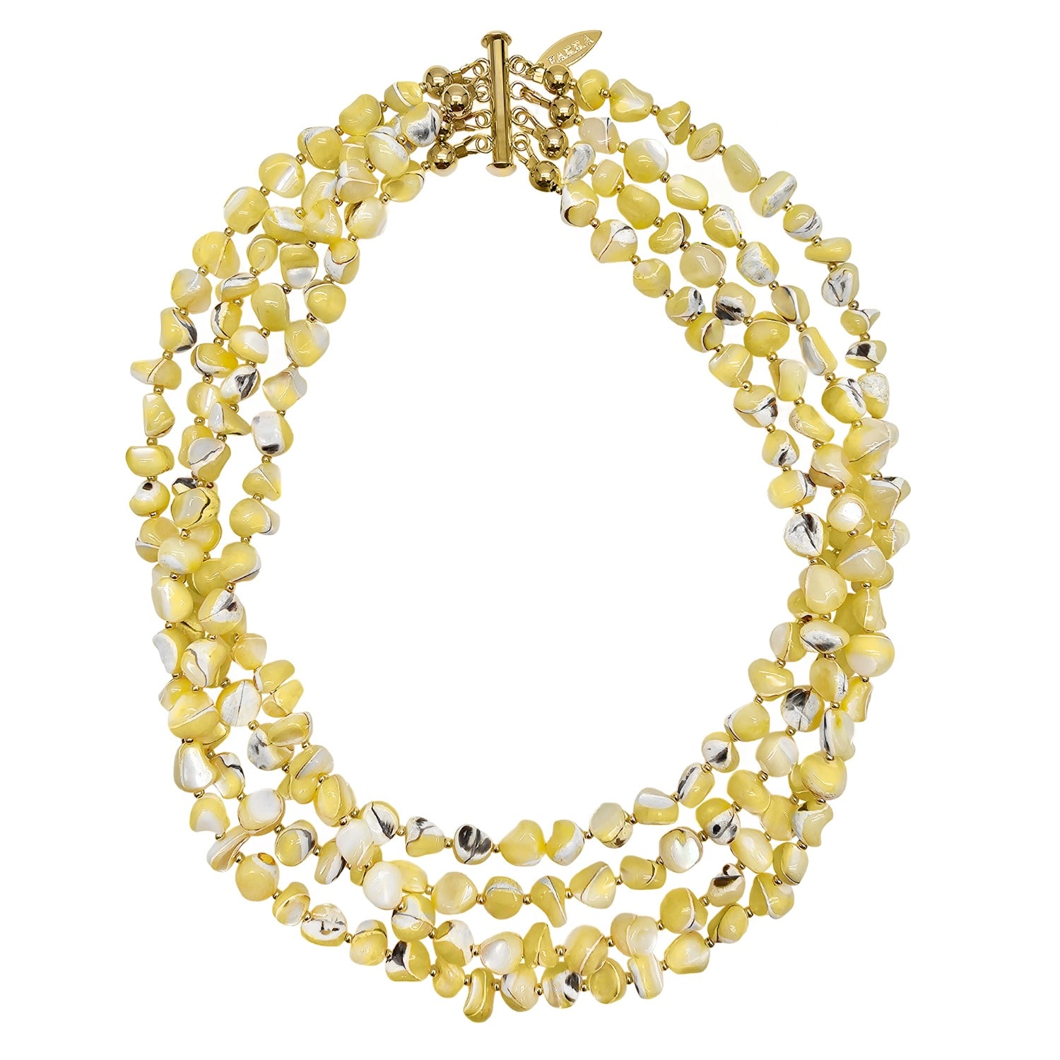 Farra Women's Yellow / Orange Yellow Natural Shell Multi-layers Necklace