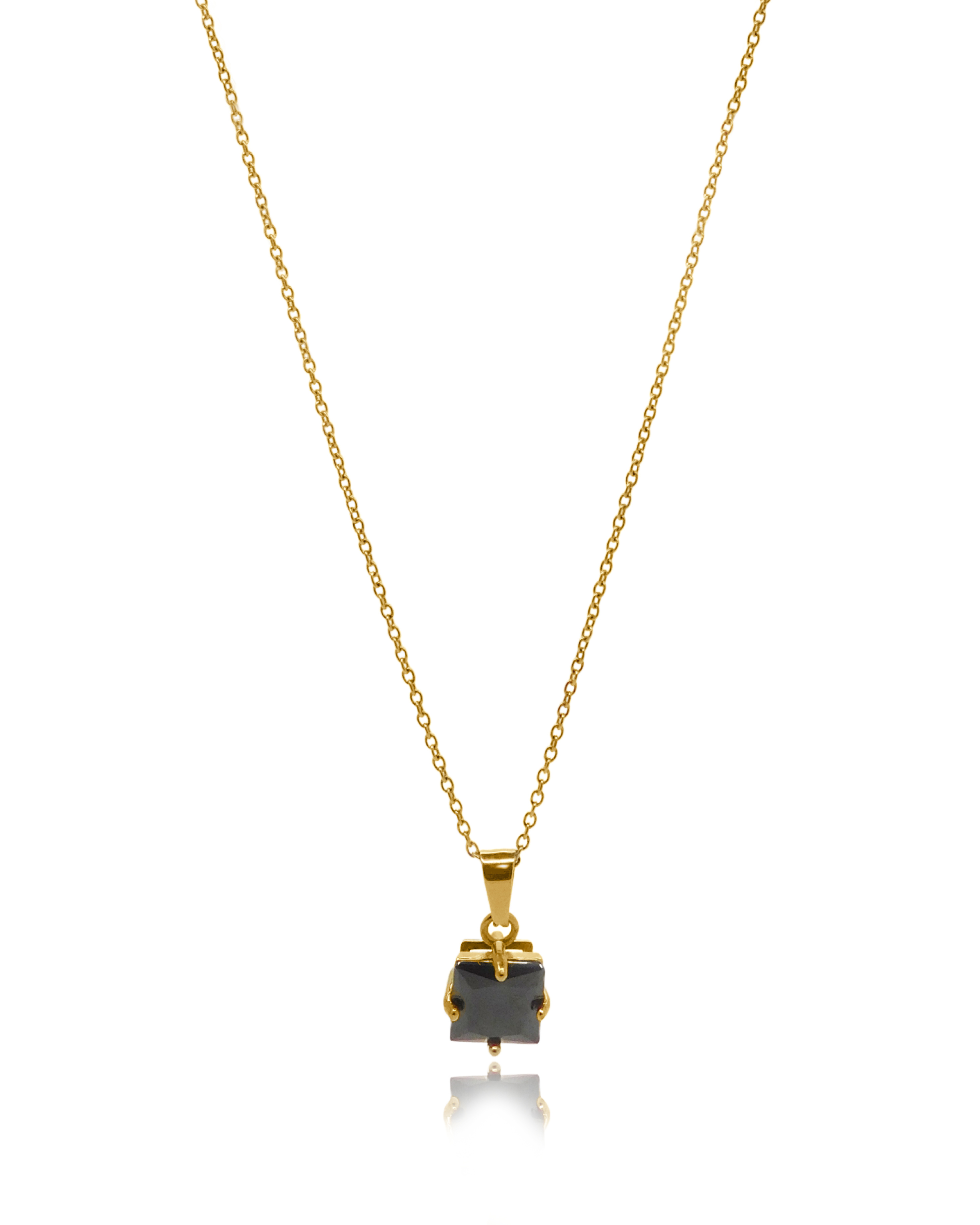 Women’s Gold Kamaria Square Black Stone Necklace Viea