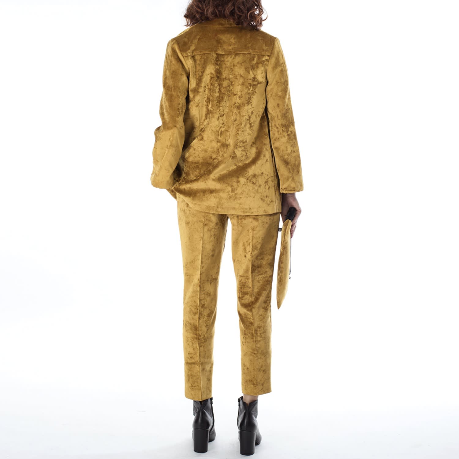 gold velvet pants