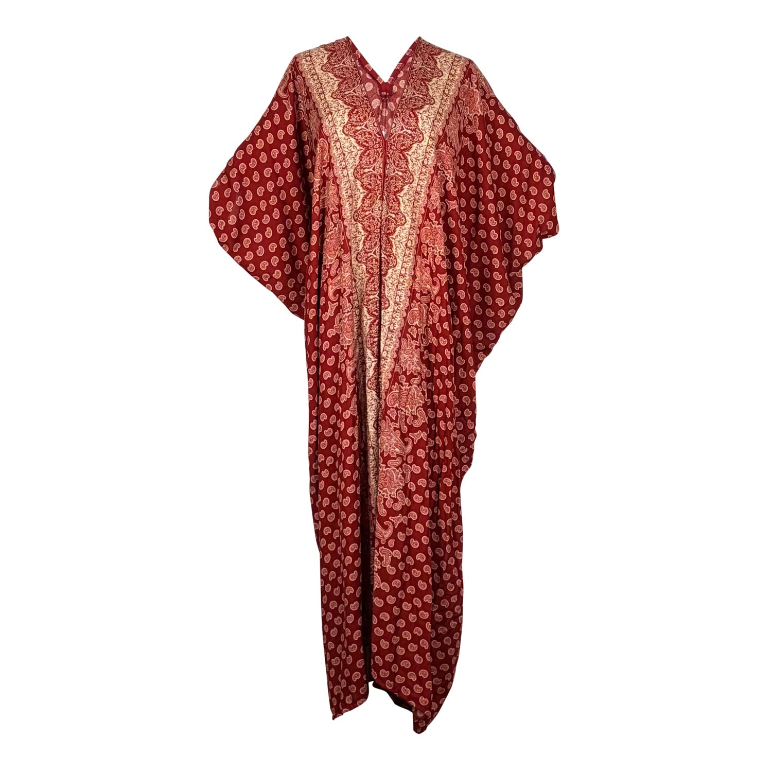 Women's Orange Artemis Ochre Paisley Caftan | One Size | Jennafer Grace