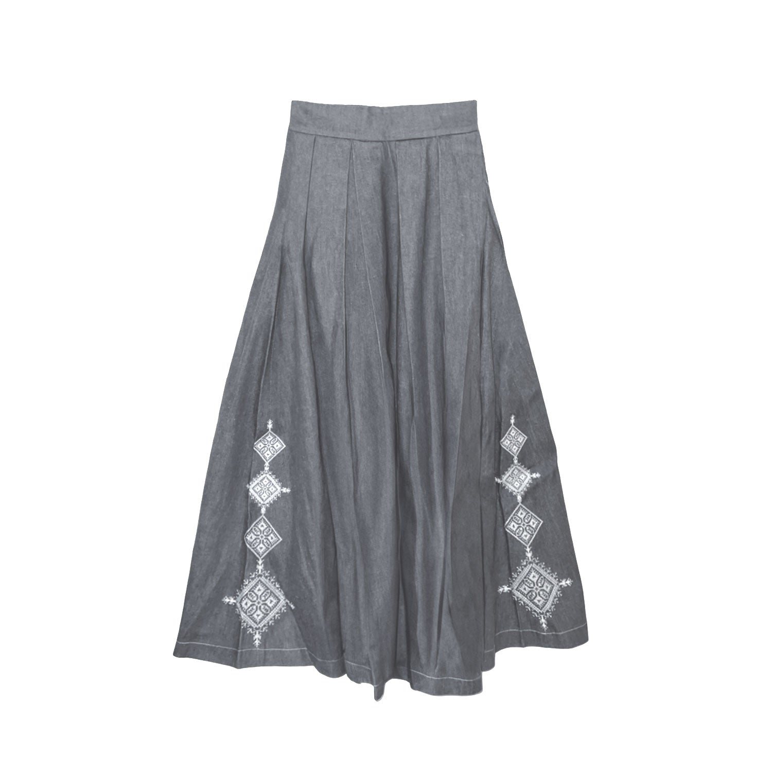 L2r The Label Women's Embellished Emberloom Maxi Skirt In Grey Denim