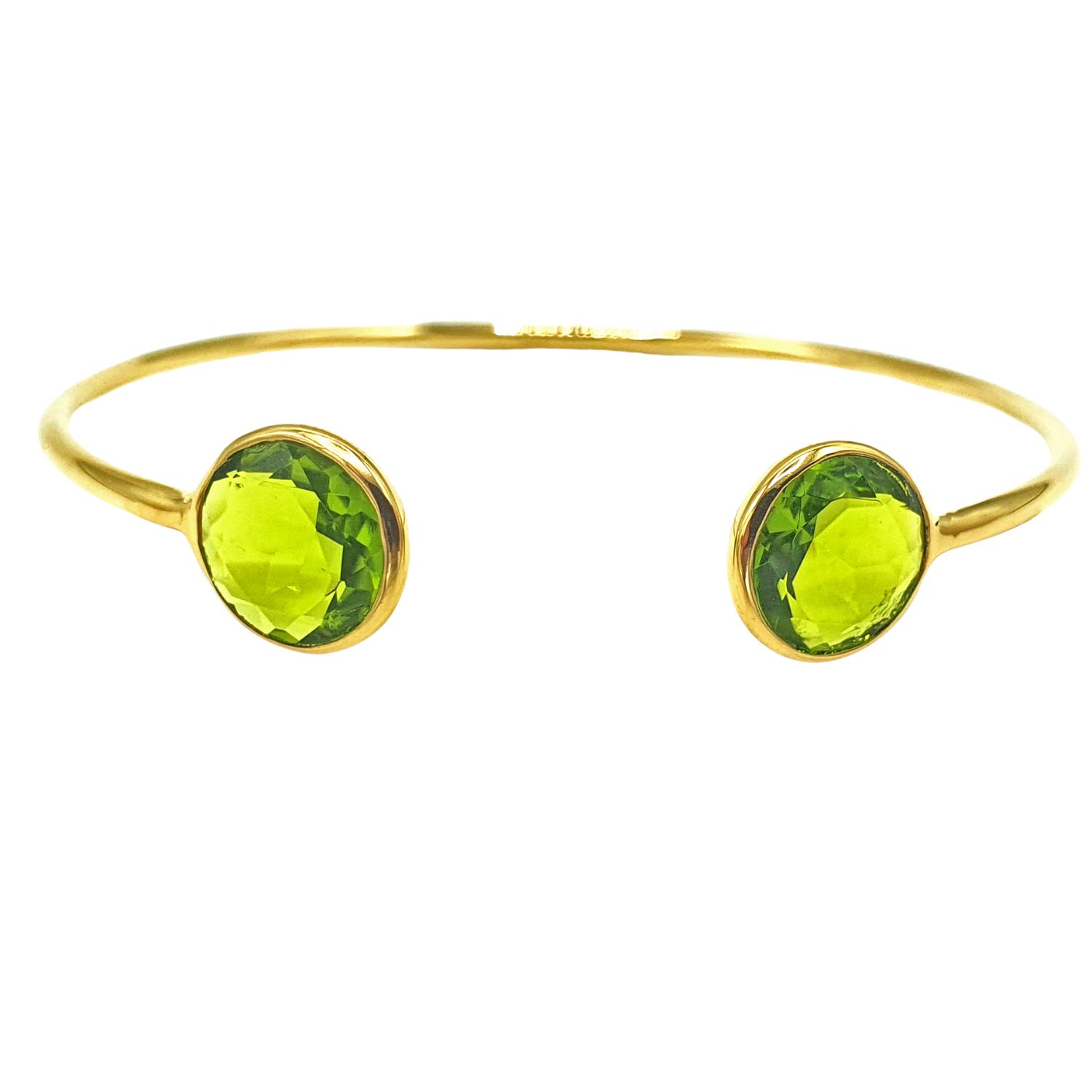 Women’s Green / Gold Gold Vermeil Peridot August Birthstone Crystal Bangle Bracelet Harfi