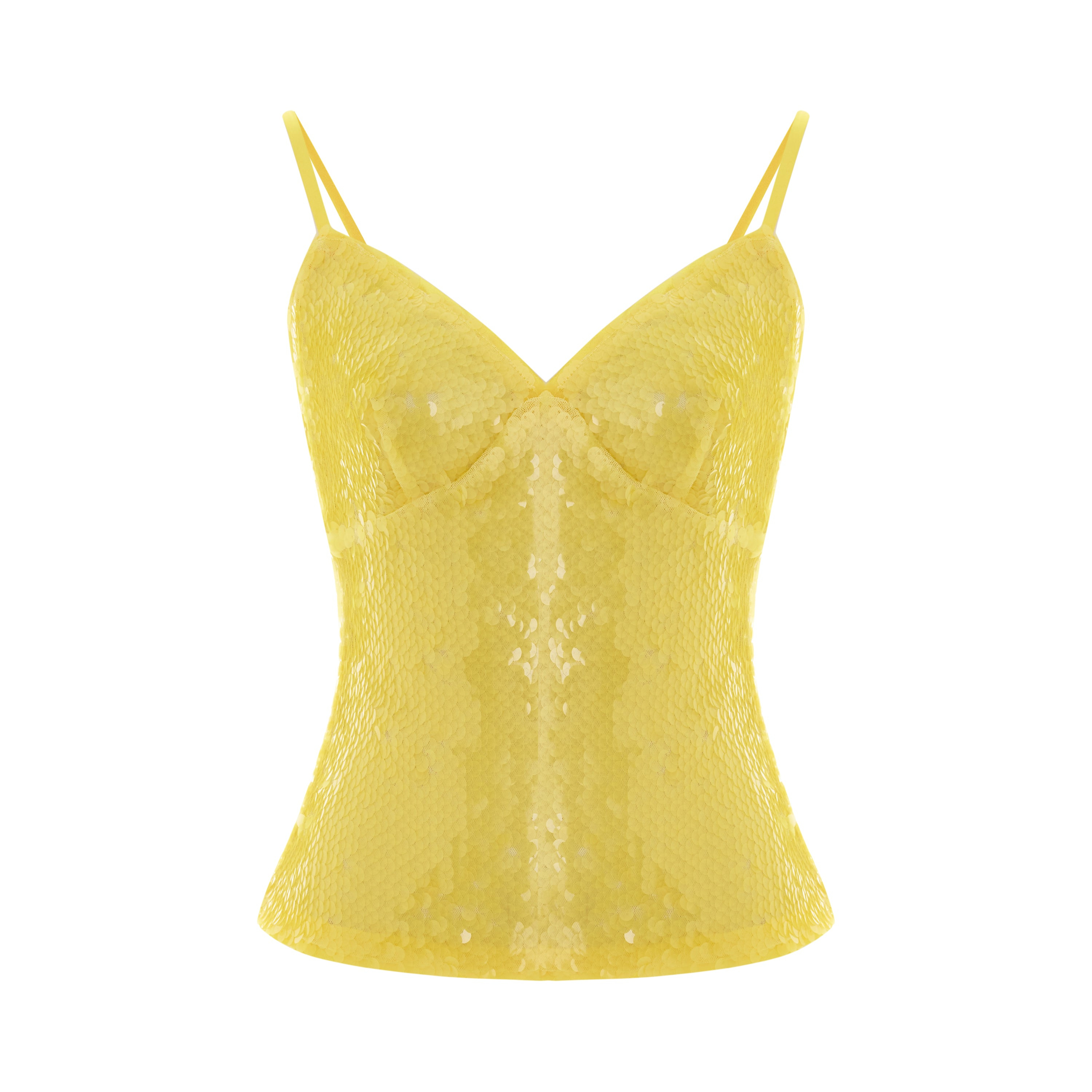 Pcfg Women's Yellow Sequin Strap Top In Yellow