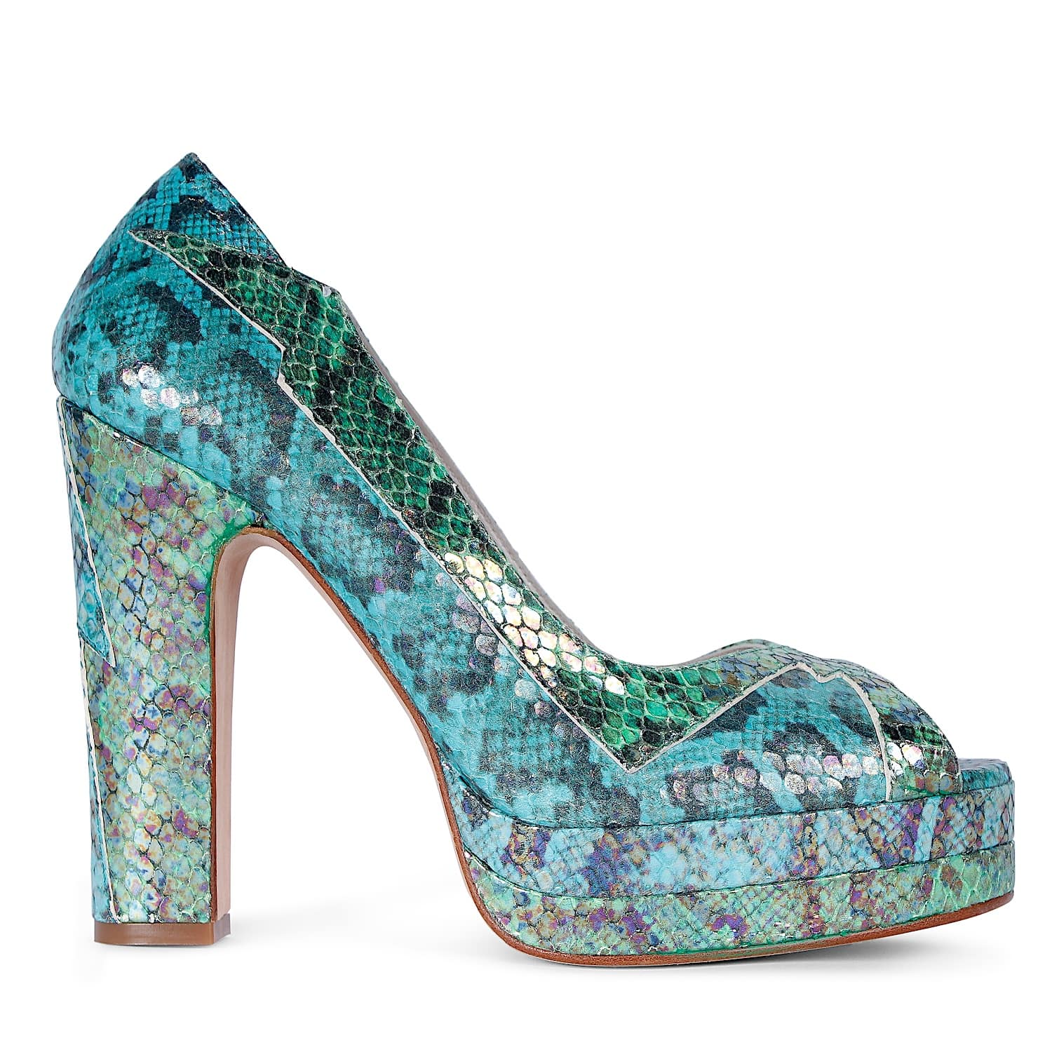 Terry De Havilland Women's Blue / Green / Silver Luna Ocean Platform Block Heel