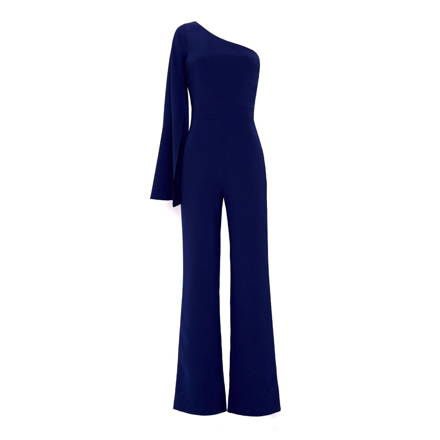 Shop Nomi Fame Women's Amona Royal Blue One Sleeve Asymmetric Neckline Jumpsuit