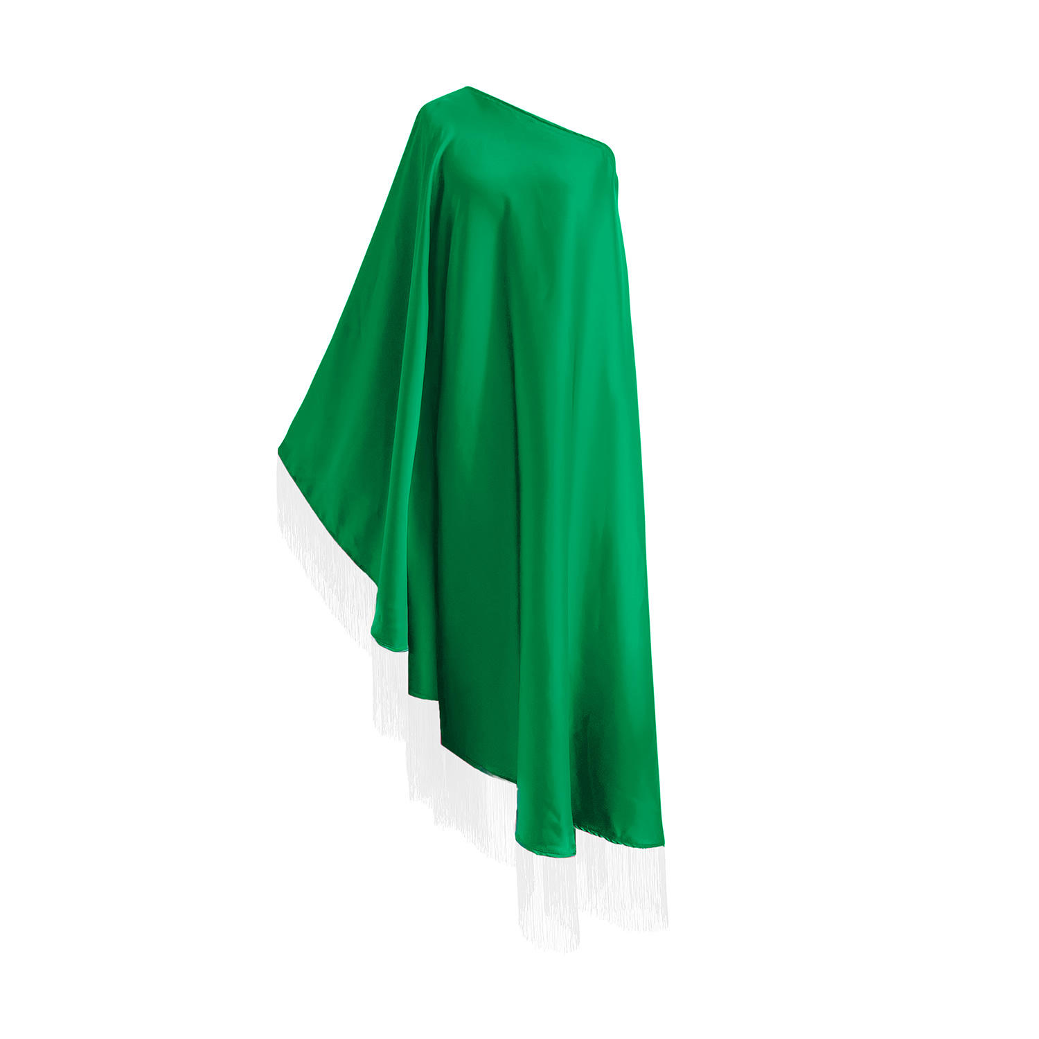 Toma Women's Green / White White Fringe Off Shoulder Green Midi Dress In Green