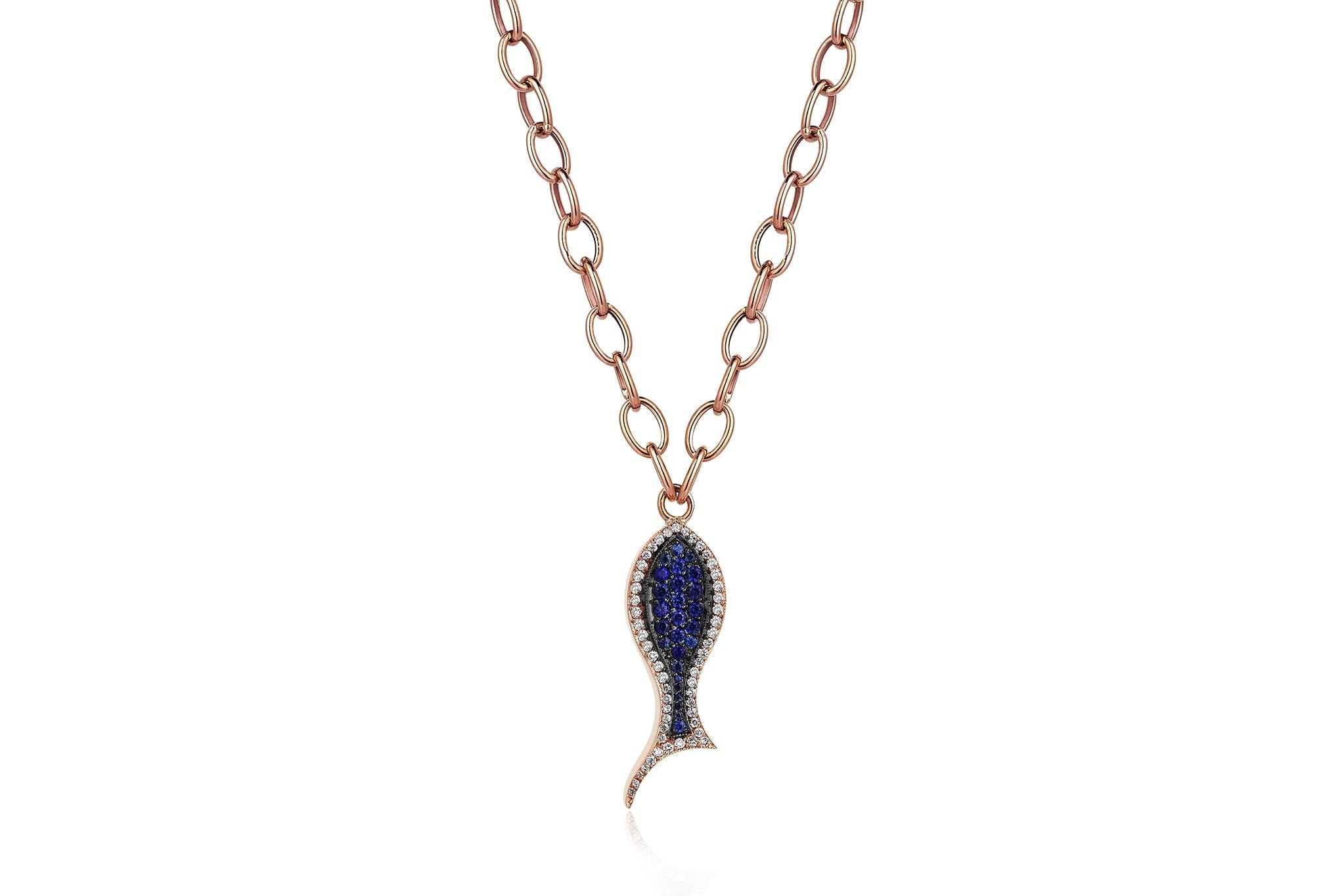 Reis Jewellery Women's Blue / Rose Gold Allegro Fish Sapphire In Multi