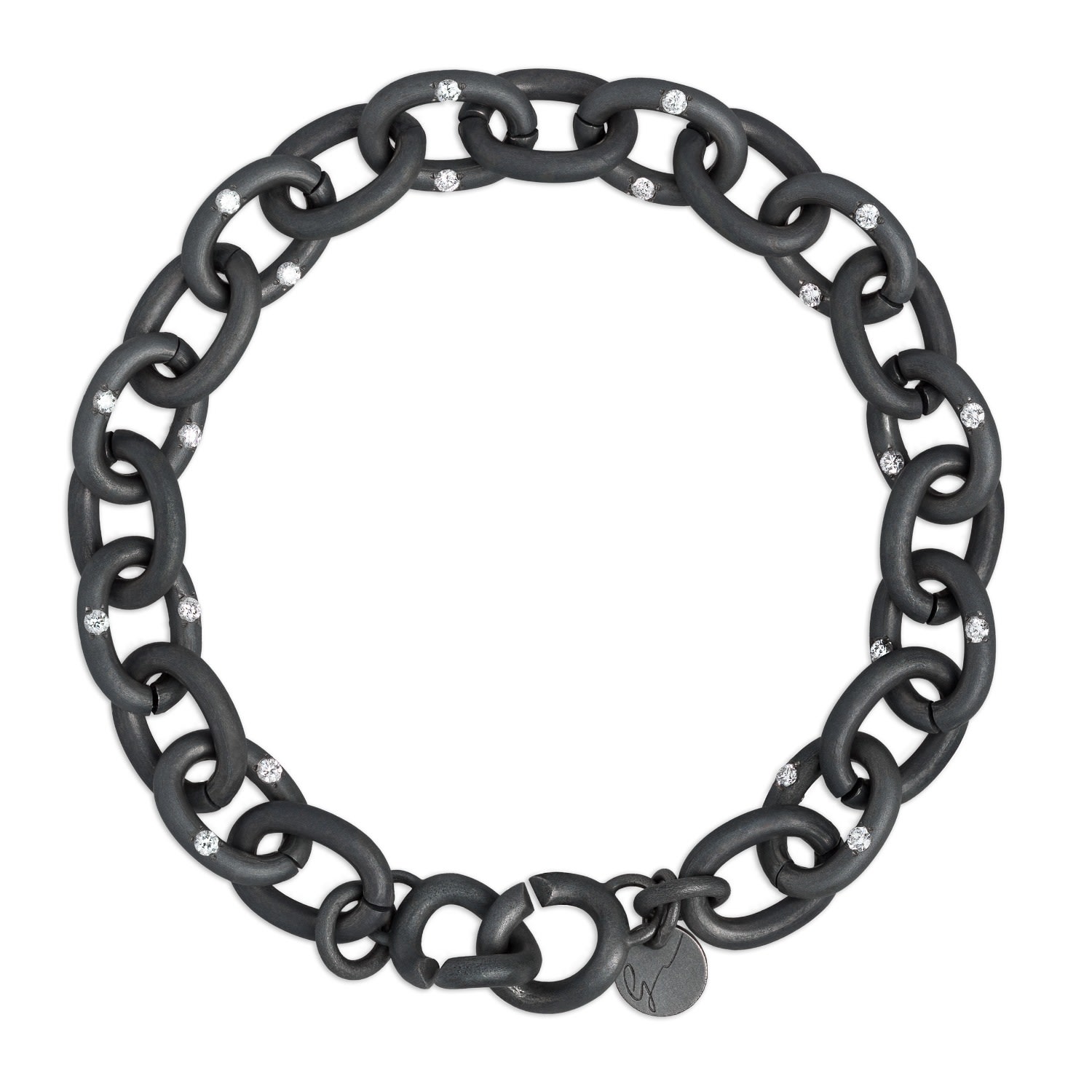 Men’s Black / White Gender-Free Titanium & Diamond Bracelet Gi by Giselle