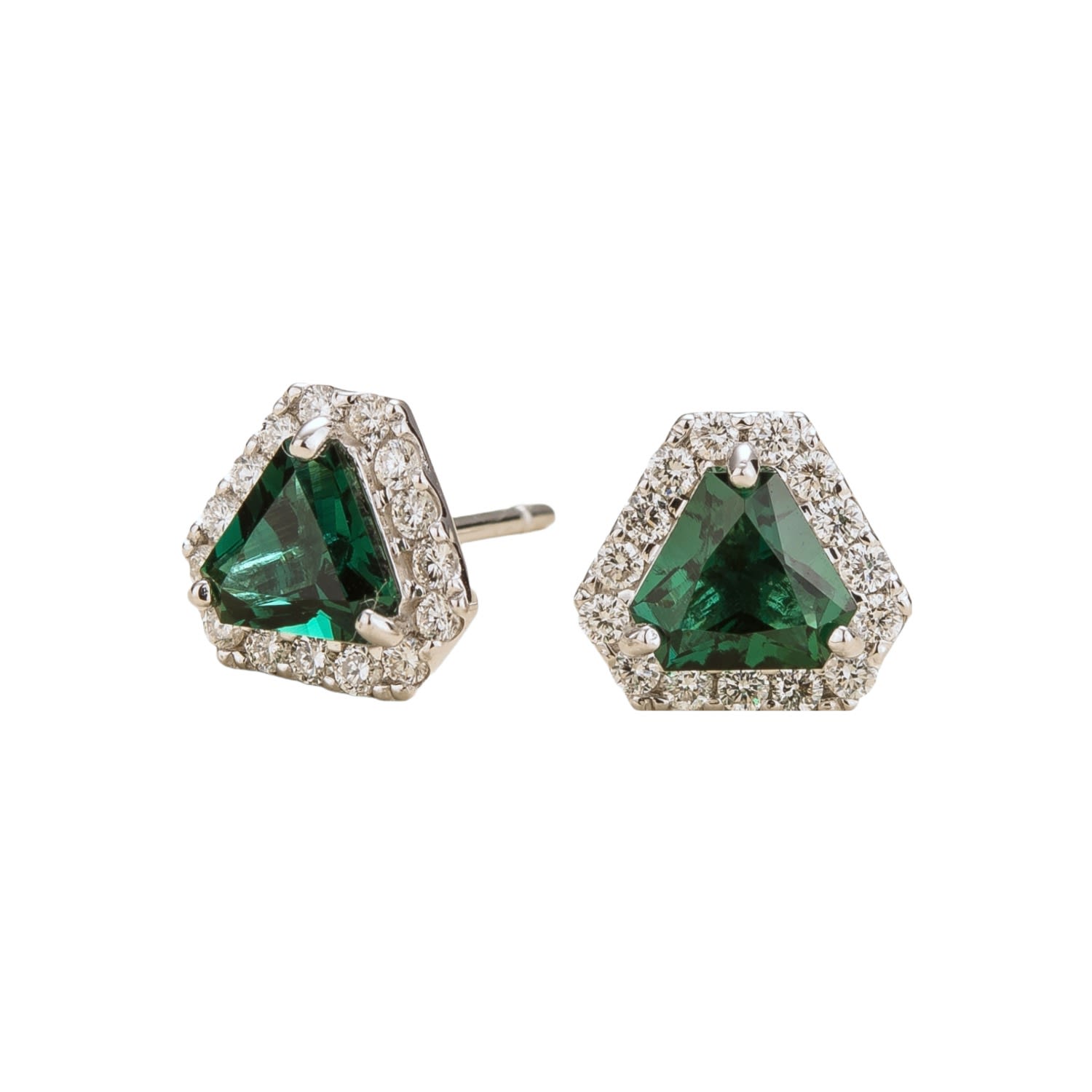 Women’s Silver / Green / White Diana White Gold Earrings Emerald & Diamond Juvetti