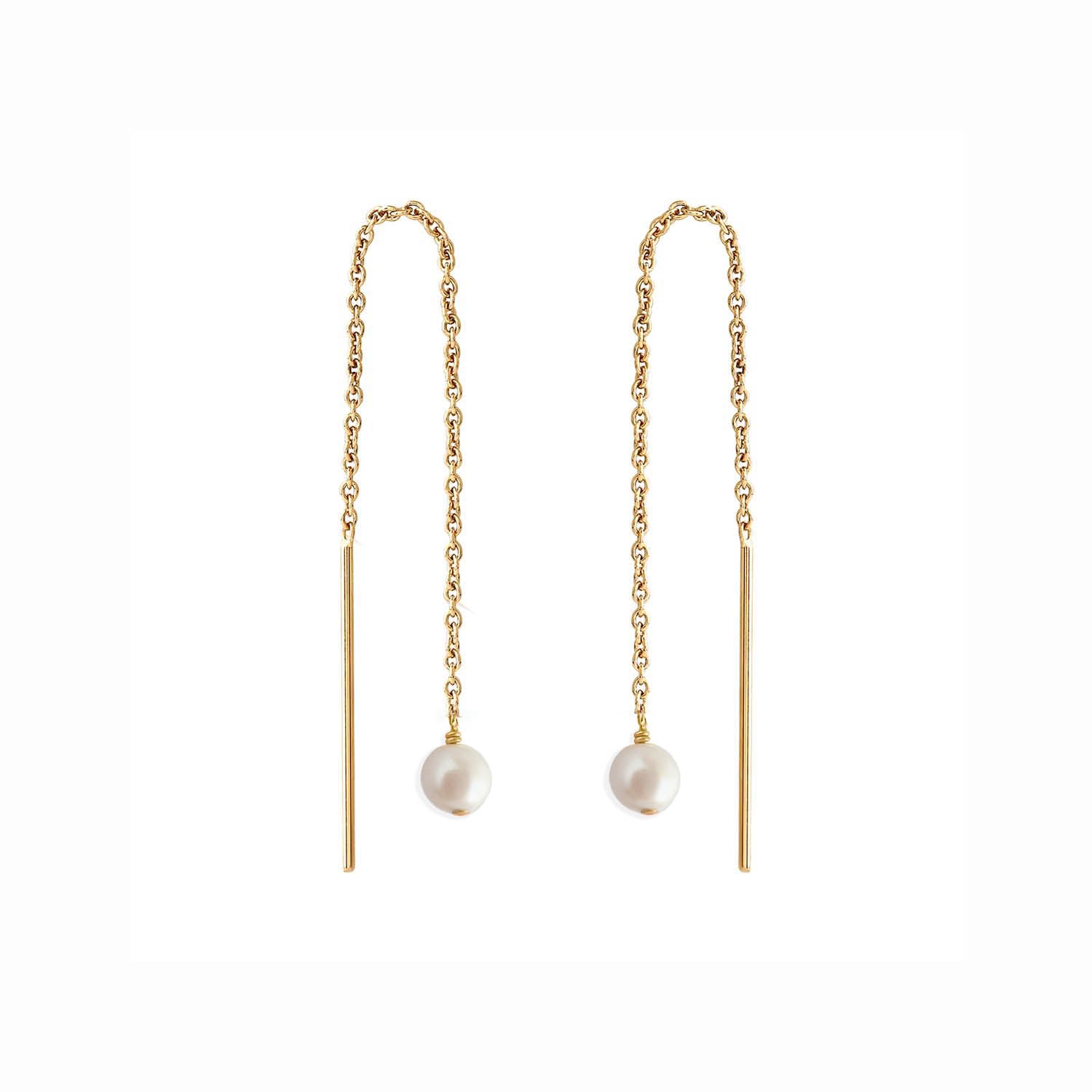 Women’s Paloma Pearl Threader Earrings Gold Astor & Orion