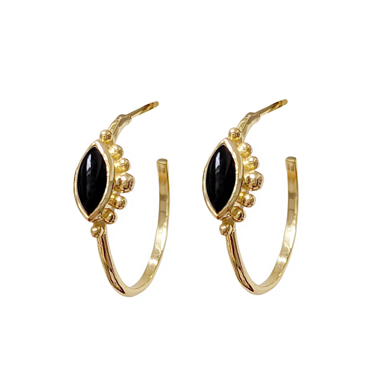 Women’s Gold / Black Osiris Black Onyx Creole Earrings Mirabelle Jewellery