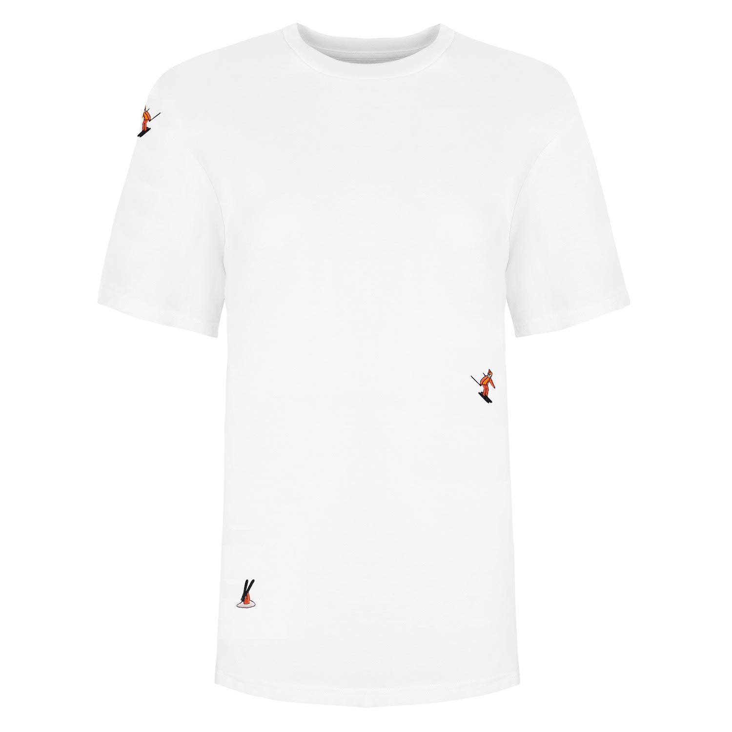 Skiers Embroidered T-Shirt White Men Small Ingmarson