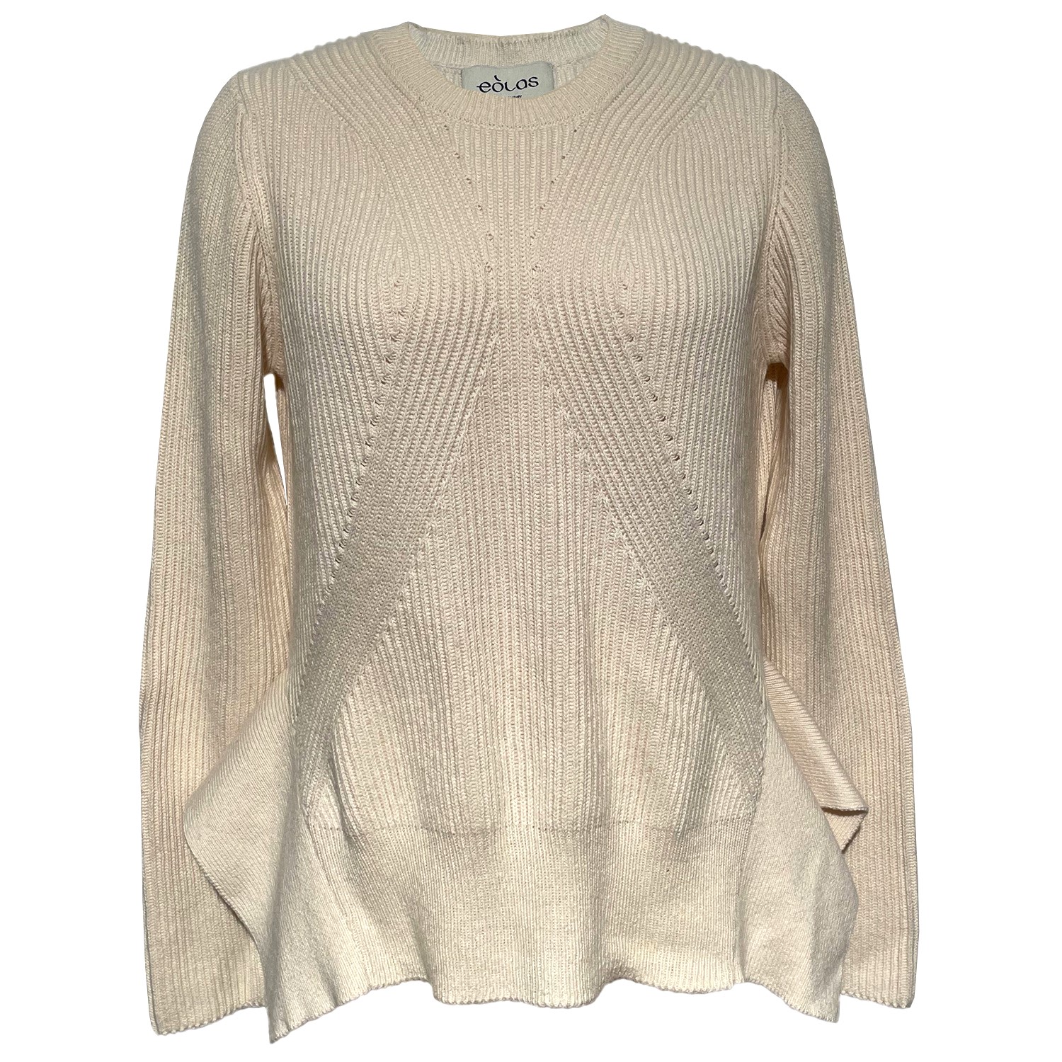 Women’s White Sandra Cream Crewneck In Organic Cotton & Recycled Cashmere Large Eolas