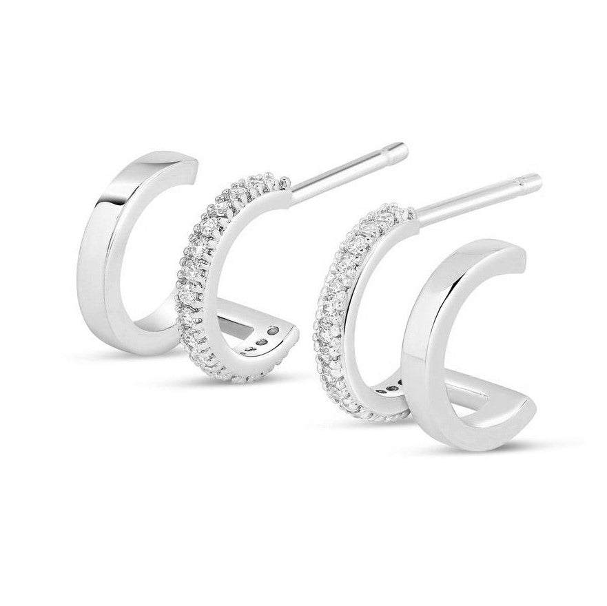 Women’s Double Hoop Illusion Earrings In Silver Gold Trip