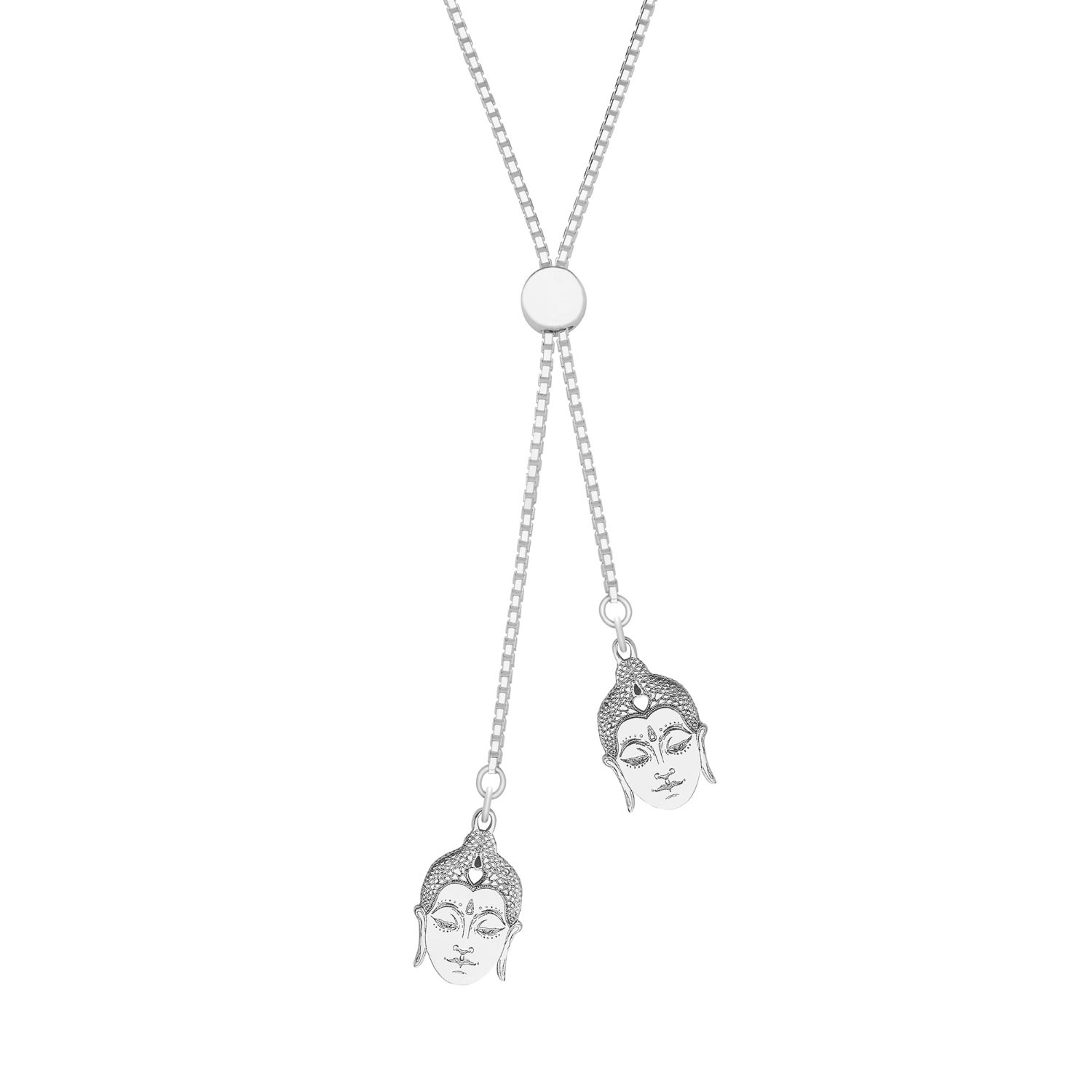 Cartergore Women's Buddha Head Sterling Silver Sluder Necklace