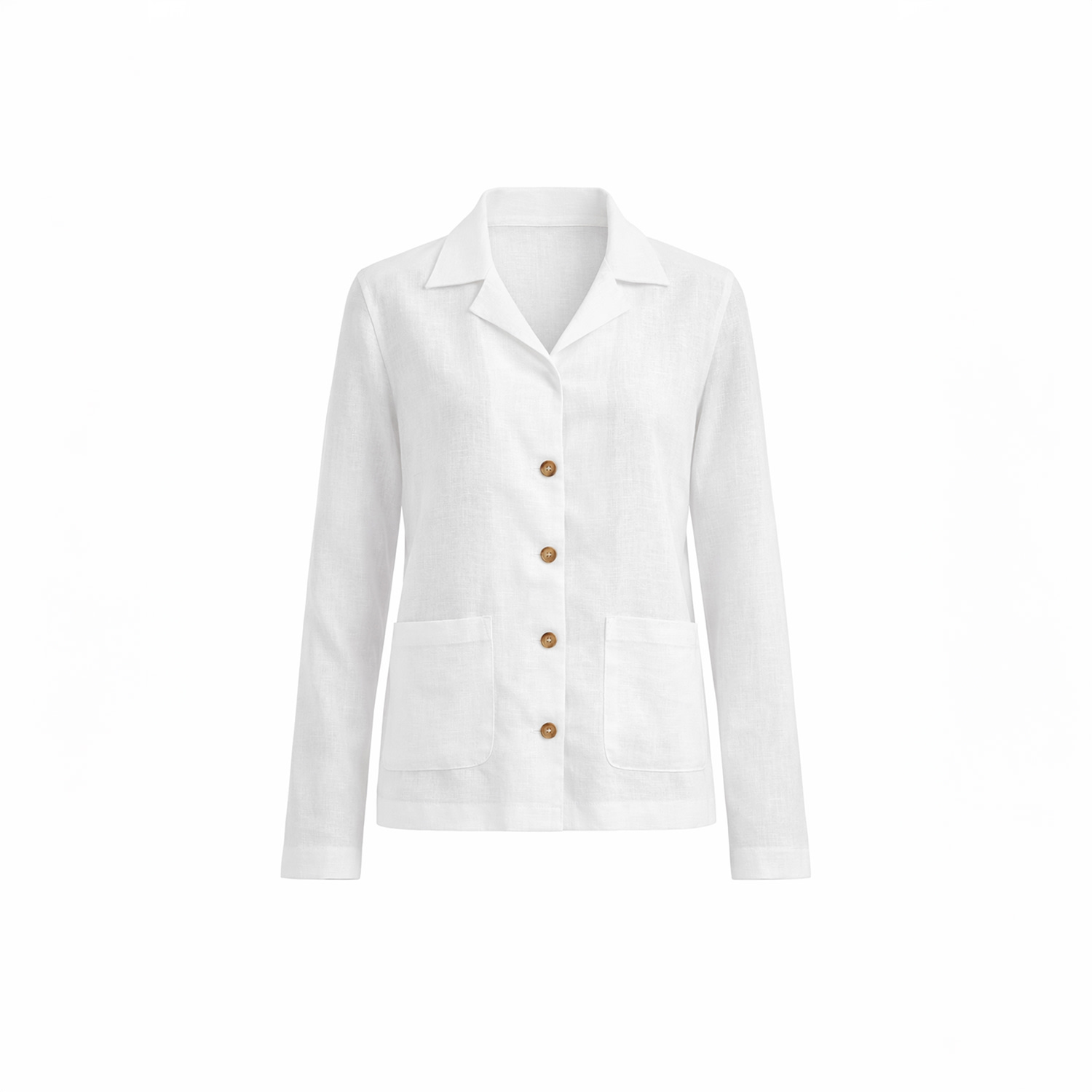 Women's Linen Jacket With Pockets White | Extra Large | Haris Cotton
