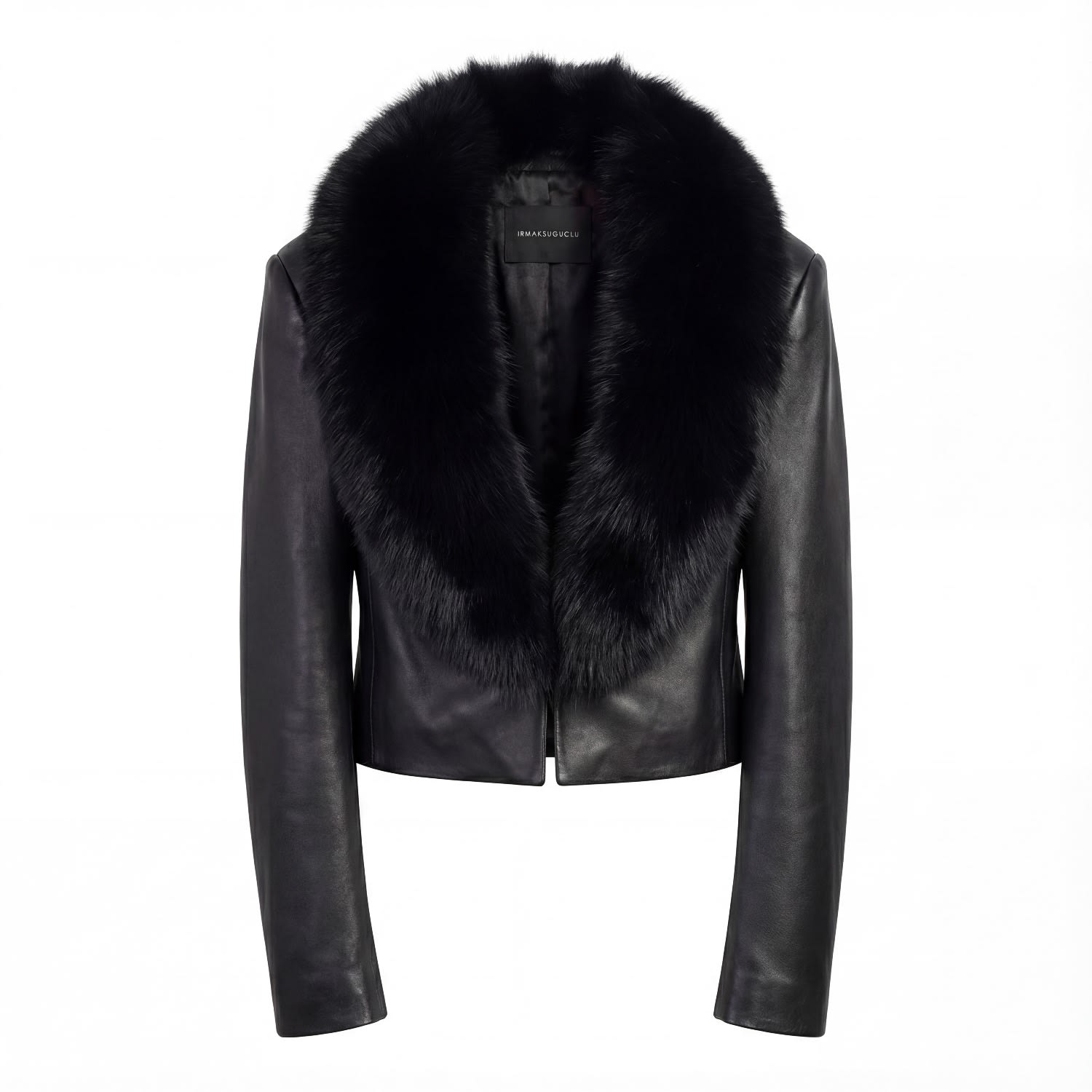 Women's Black Irtysh Leather Fur Blazer | One Size | Irmak Su Guclu