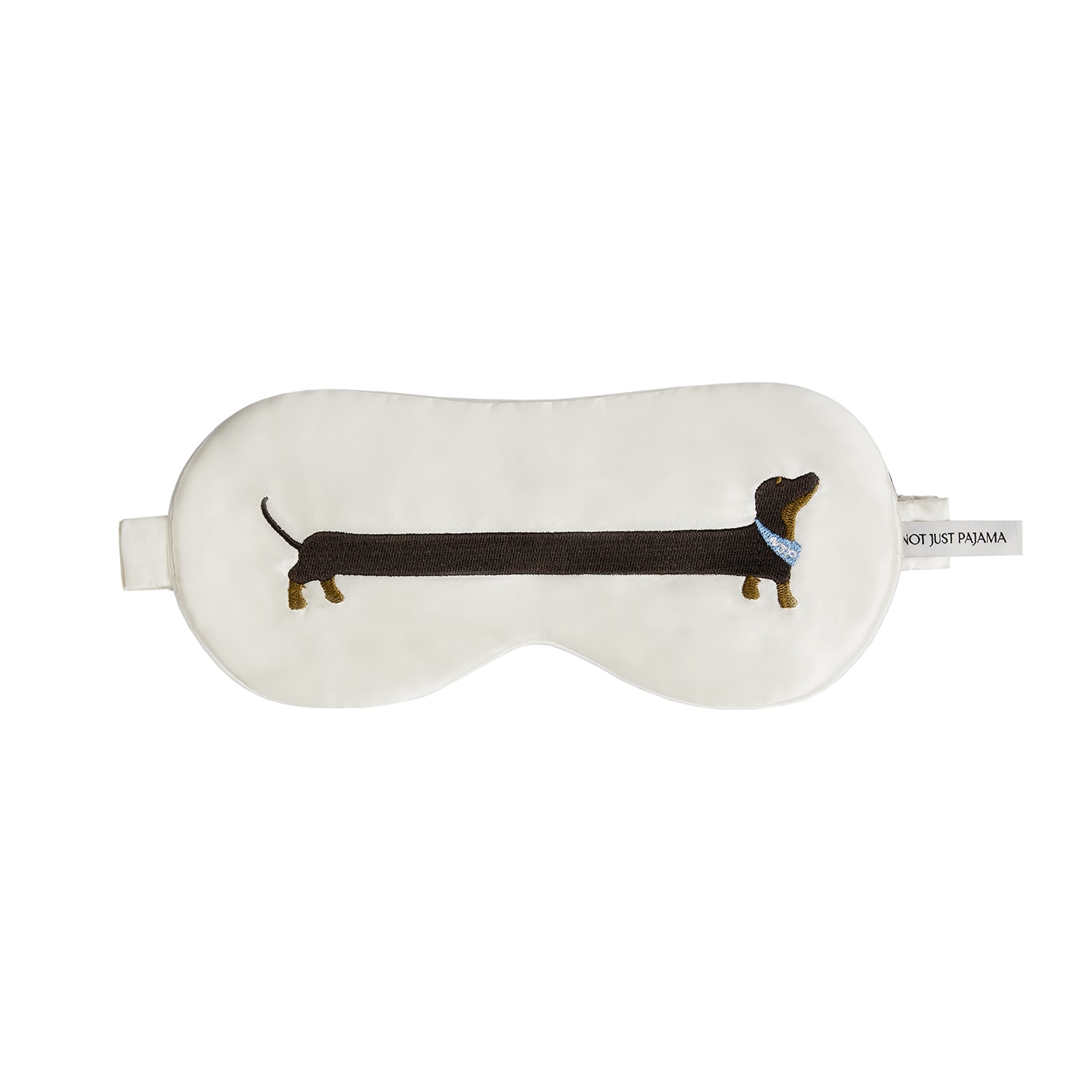 Not Just Pajama Men's Dachshund Dream Silk Sleeping Eye Mask - White In White