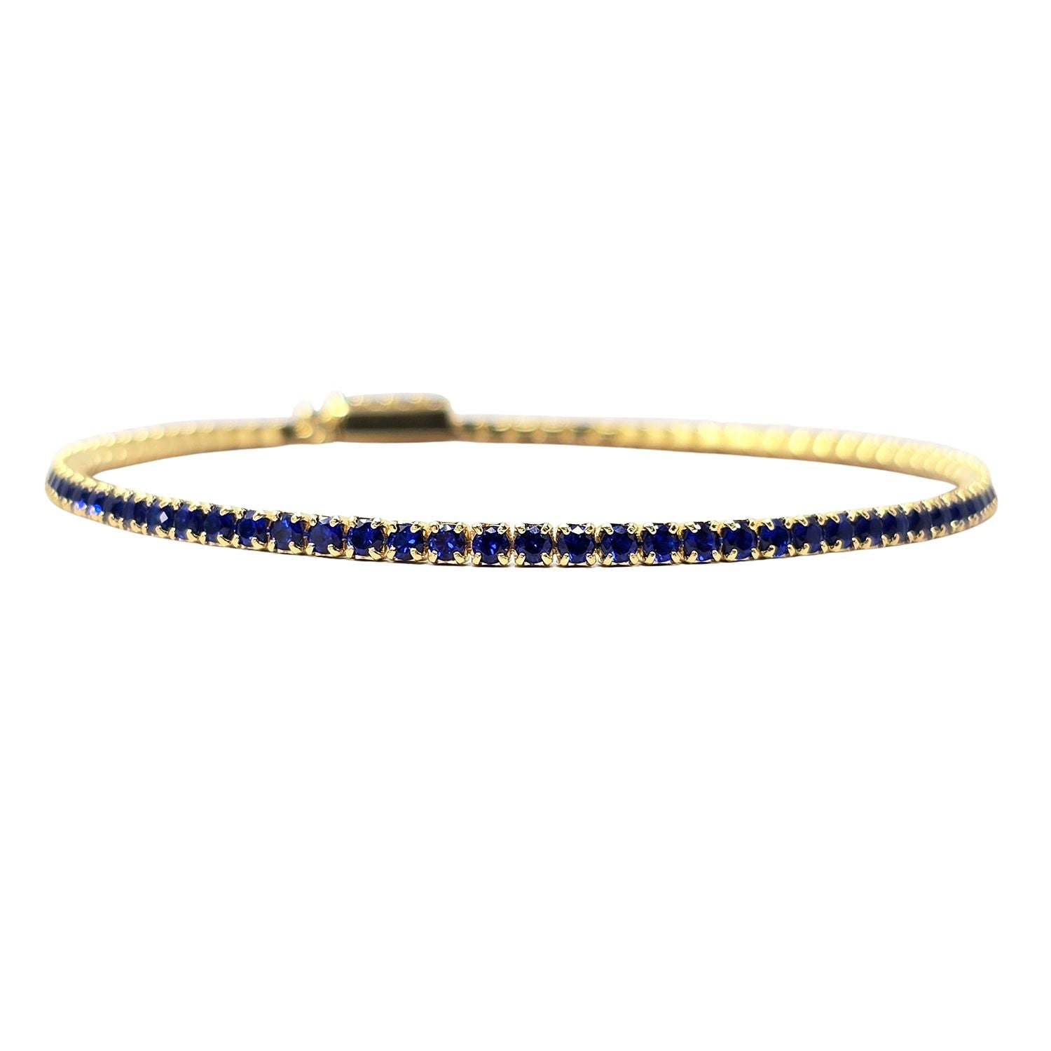 Harfi Women's Gold / Blue Sapphire September Birthstone Dainty Tennis Bracelet In Multi