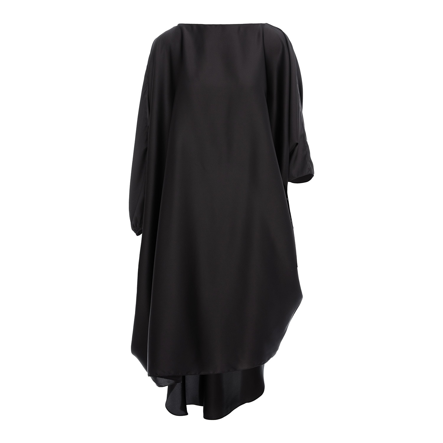 Concept A Trois Women's Asymmetric Oversized Blouse With Drawstring- Satin Black