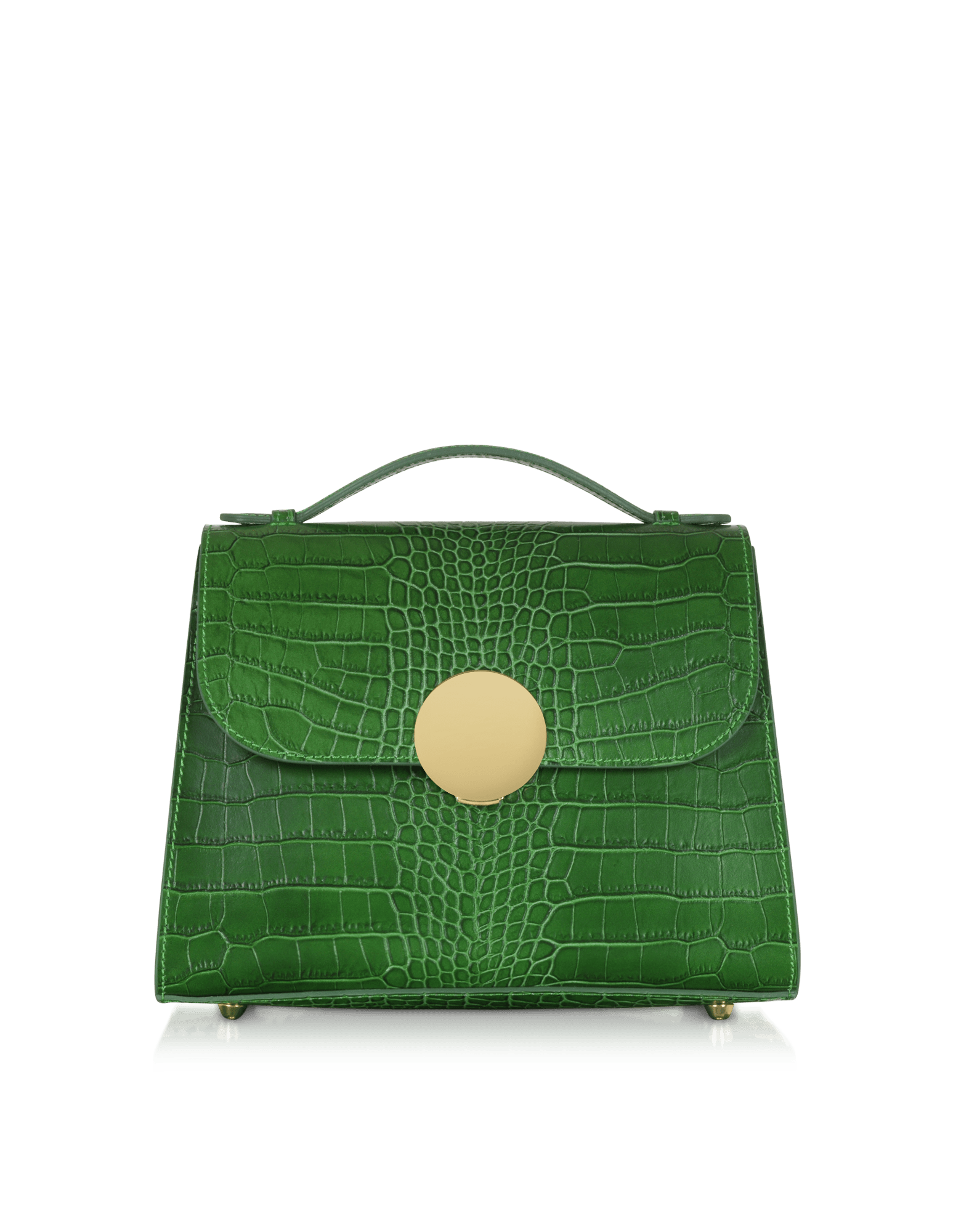 Le Parmentier Women's Bombo Croco Embossed Leather Top-handle Satchel Bag W/strap - Green In Green
