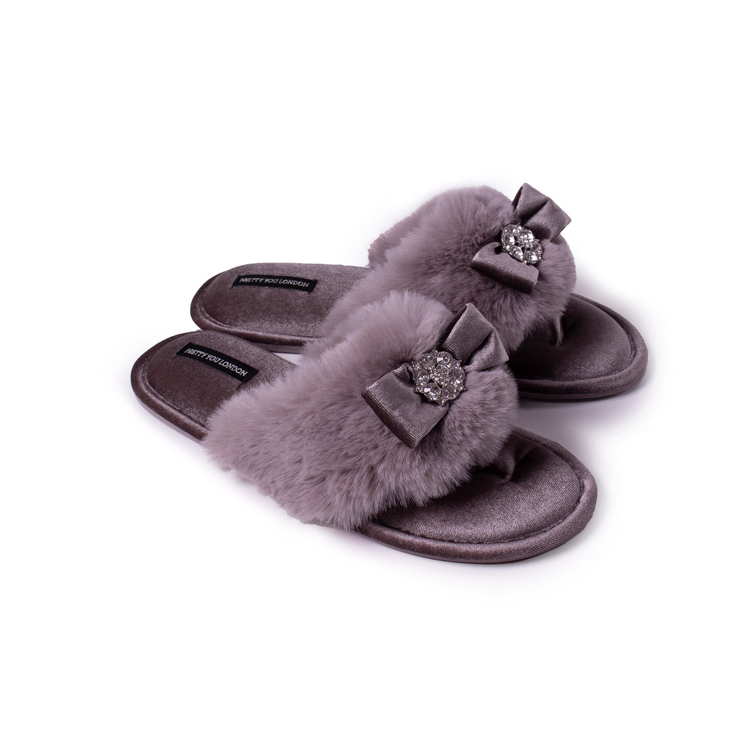 Women’s Pink / Purple Amelie Toe Post Slipper With Diamante Detail In Mink Medium Pretty You