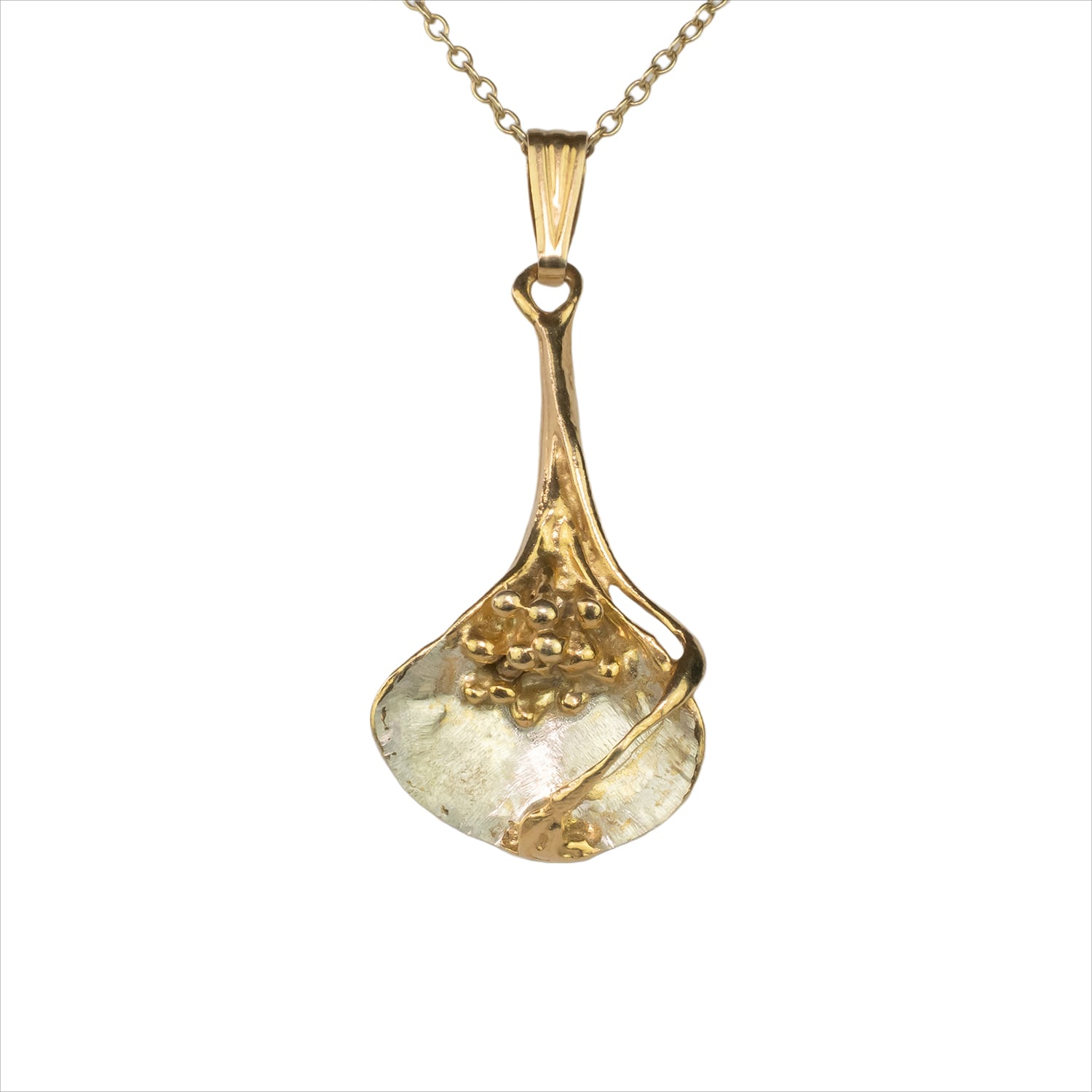 Simon Kemp Jewellers Women's Large Arum Lily Pendant In Eighteen Carat Gold On Solid Sterling Silver. In Gold