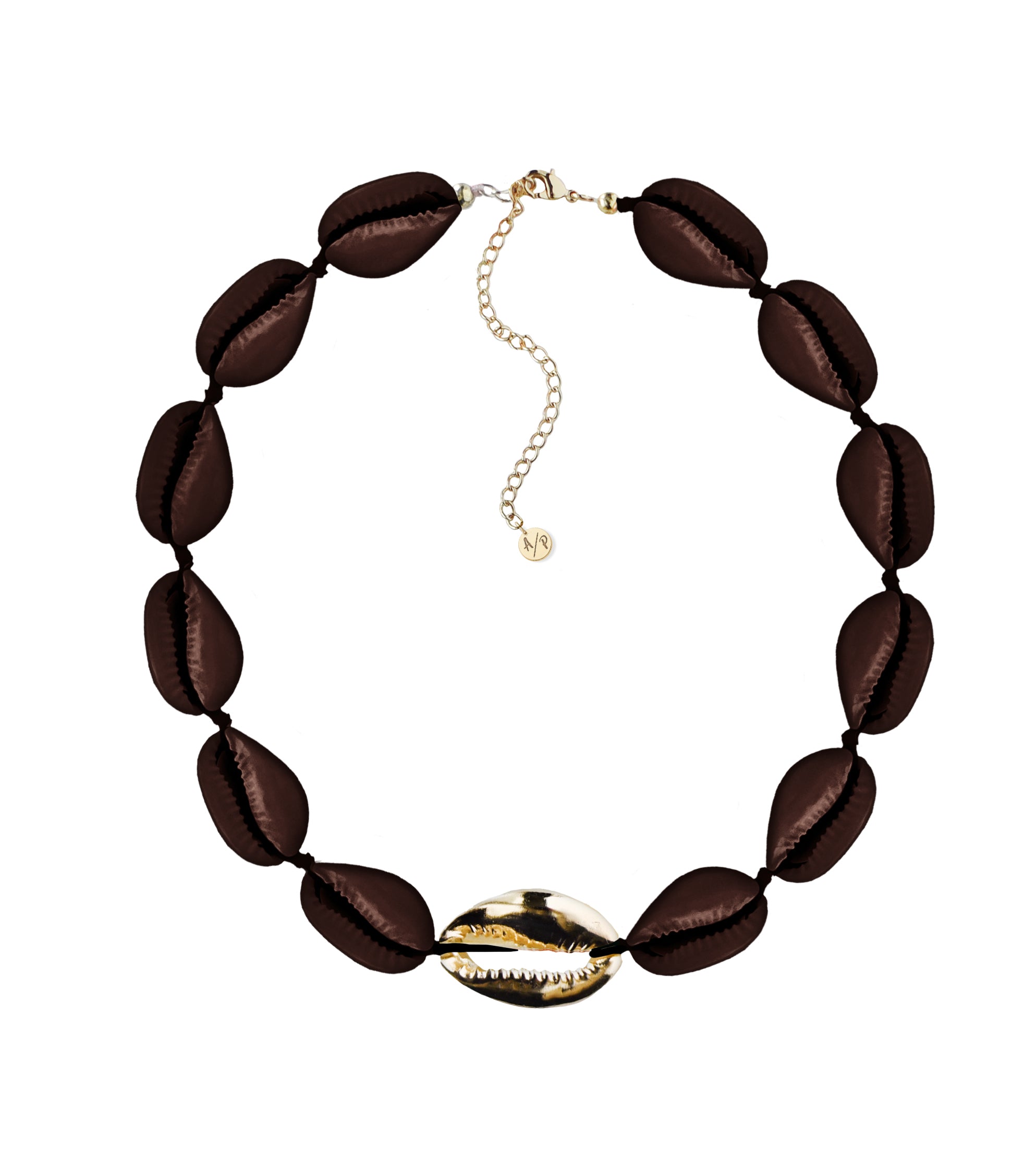 Adriana Pappas Designs Women's Metal Shell Accent Choker Shiny Brown - Gold Plated In Brown