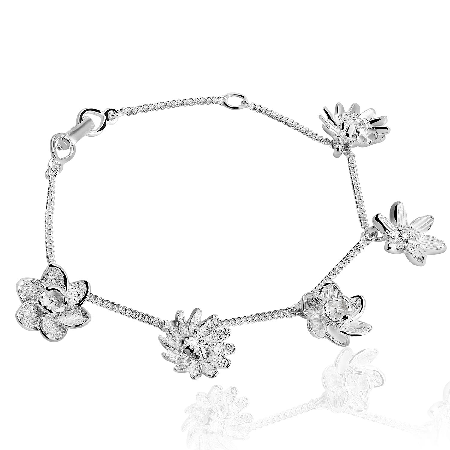 Tane México 1942 Women's Silver I Paint Flowers Bracelet In Gray