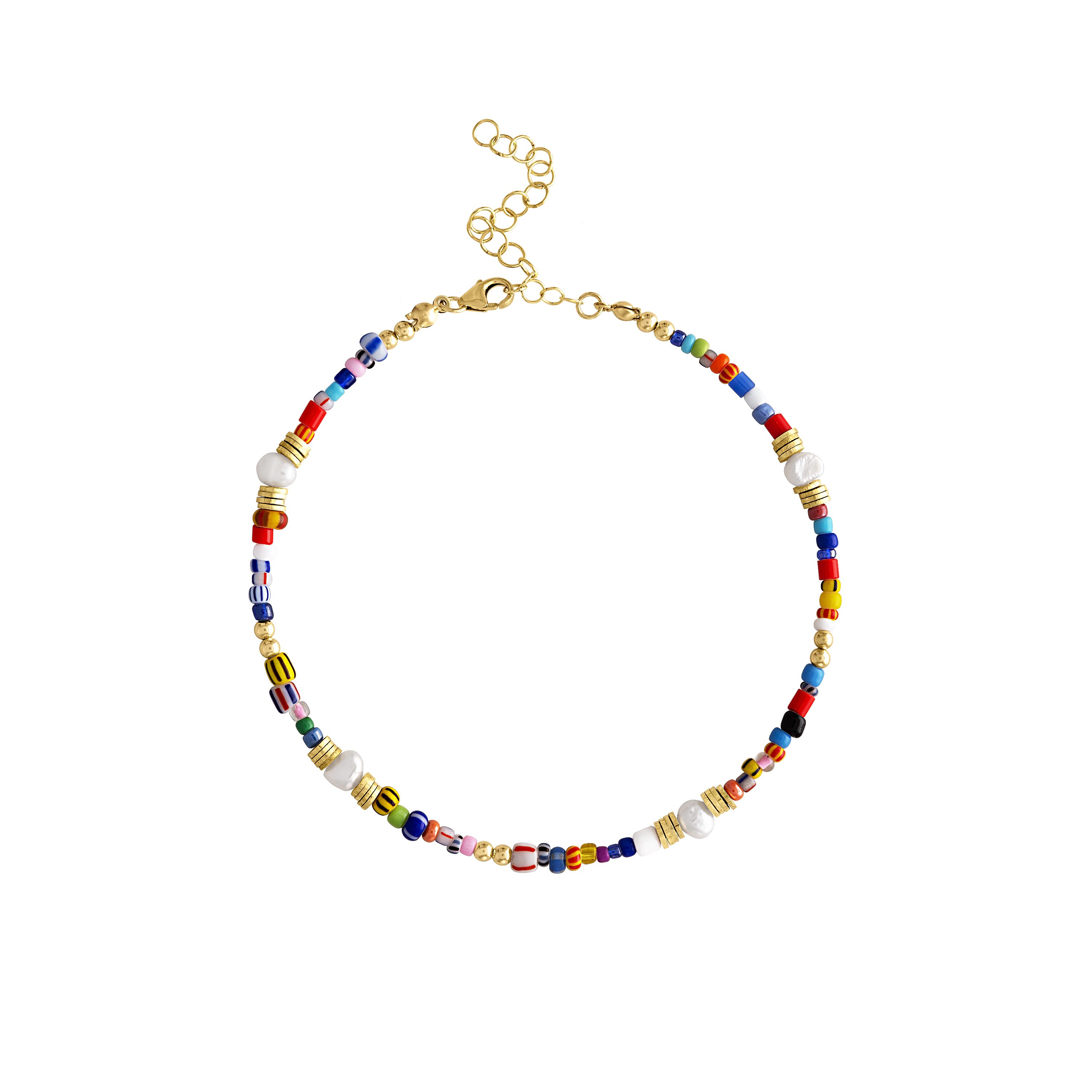 Olivia Le Jetsetter Beaded Anklet In Gold