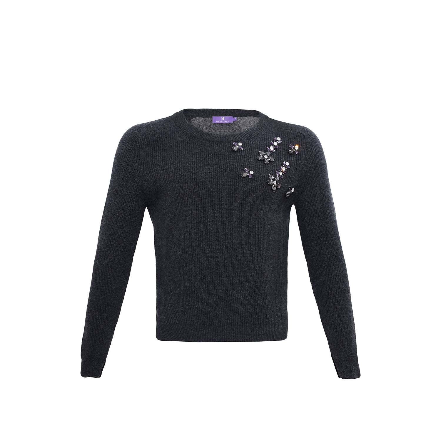 Maraliana Women's Emily Wool & Cashmere Sweater With Handmade Crystals- Grey In Grey